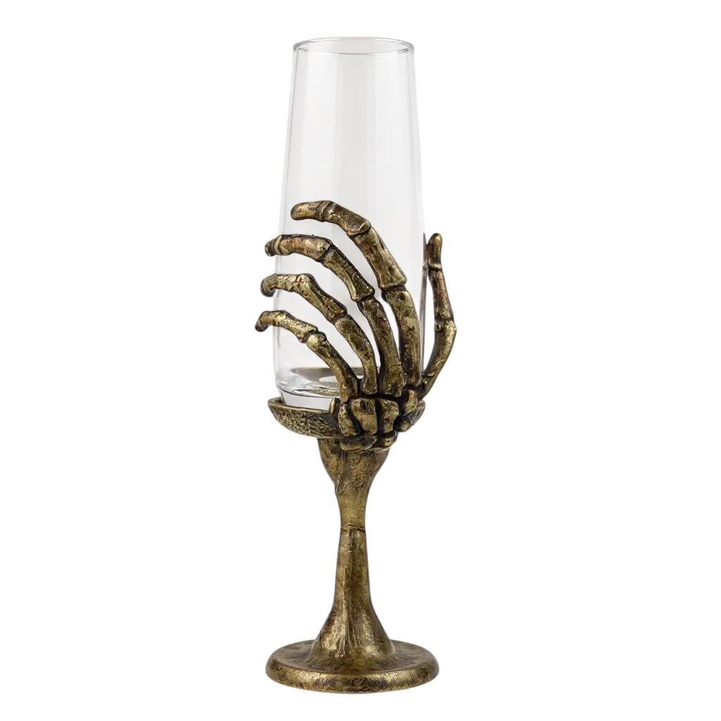 Set of 4 - Champagne Glasses | Cocktail Glasses | Halloween Glasses | Statement Barware | Gold, Antique or Silver Finish