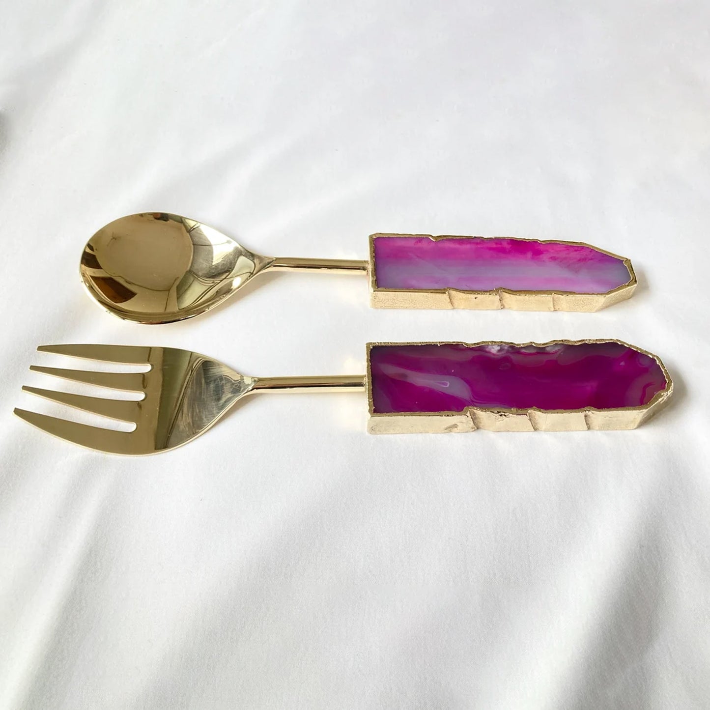 Pink Agate Salad Server - Set of 2