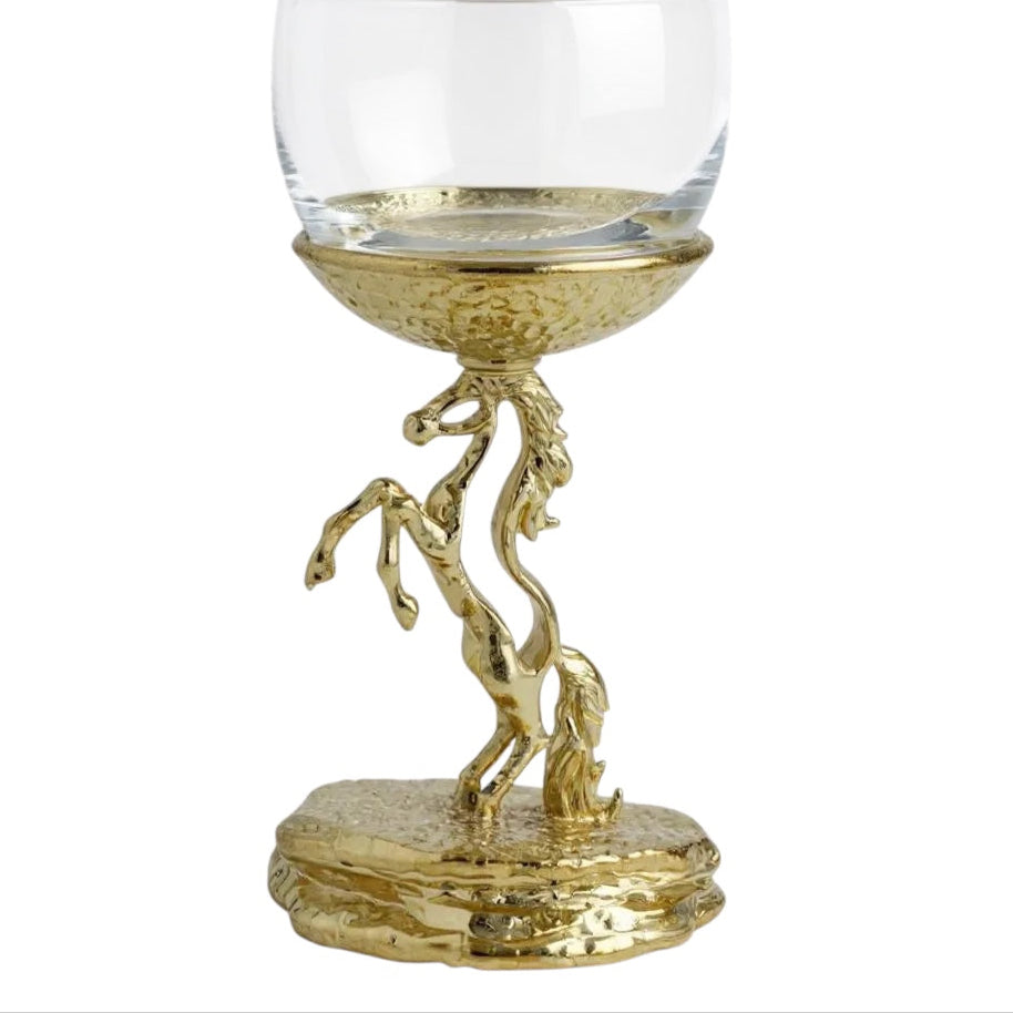 Set of 4 - Stallion Wine Glasses | Decorative Drinkware | Statement Barware | Antique, Gold or Silver Finish