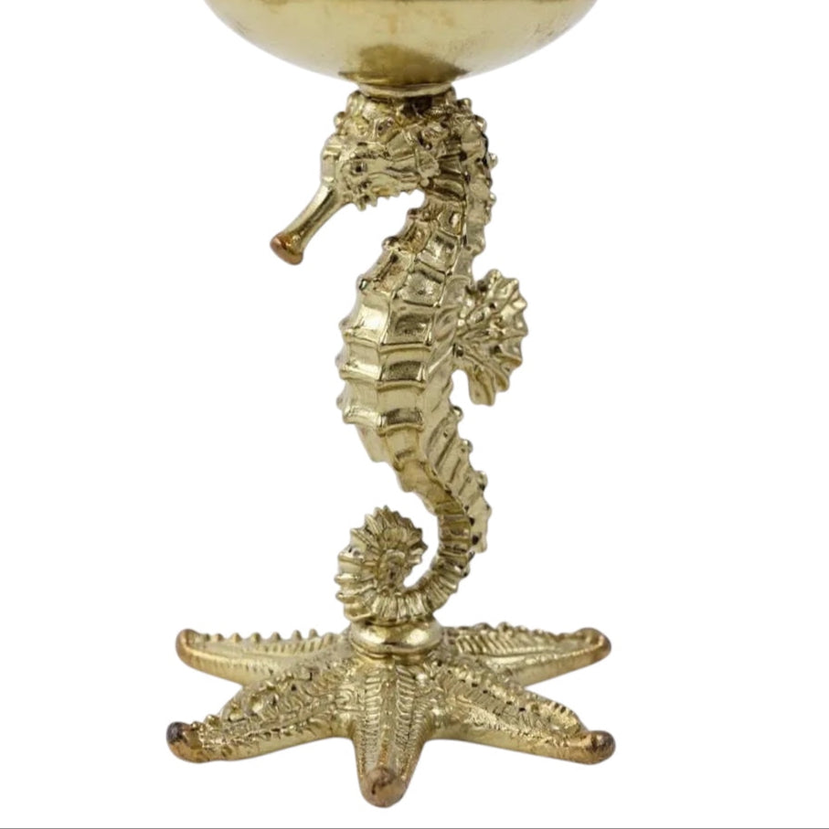 Set of 4 - Seahorse Wine Glasses | Decorative Drinkware | Statement Barware | Antique or Gold Finish