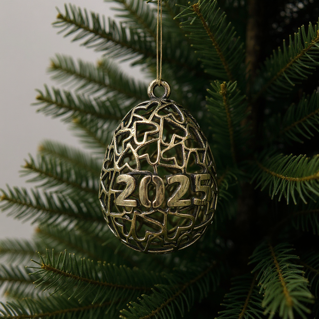 Personalized Heart egg christmas bauble | Antique cut out metallic ornament | set of 2 or 4
