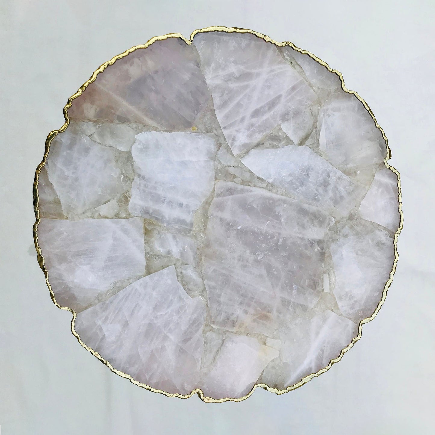Rose Quartz Agate Organic Edge Side/Coffee Table