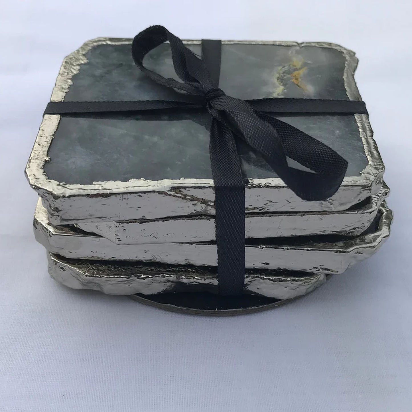 Grey Agate Quartz - Set of 4 Large Coasters/Personalised Momentos