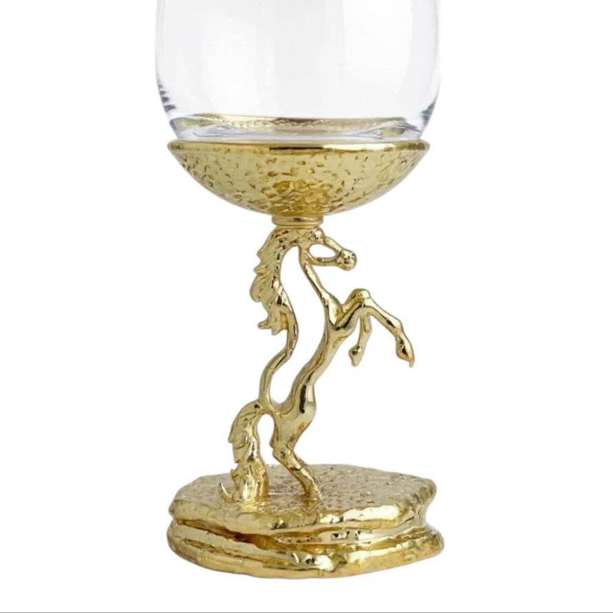 Set of 4 - Stallion Wine Glasses | Decorative Drinkware | Statement Barware | Antique, Gold or Silver Finish