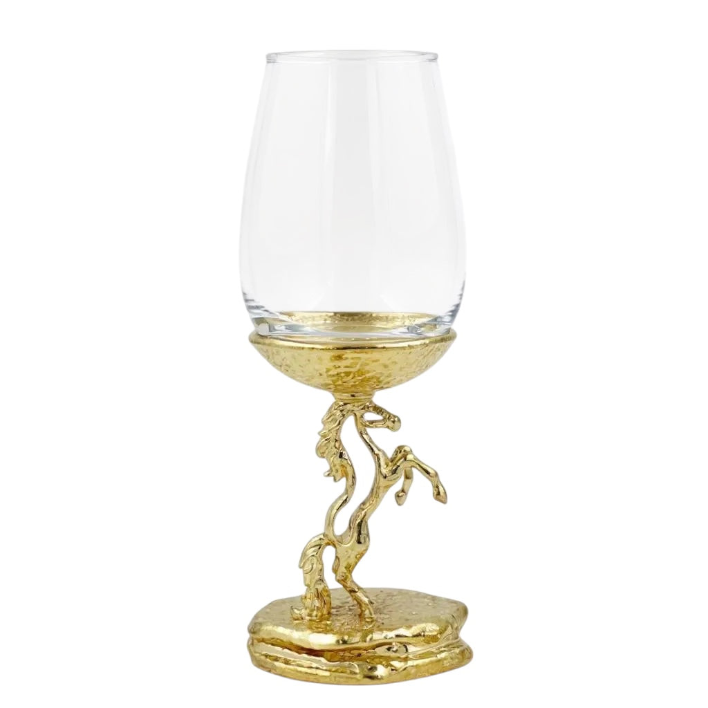 Set of 4 - Stallion Wine Glasses | Decorative Drinkware | Statement Barware | Antique, Gold or Silver Finish