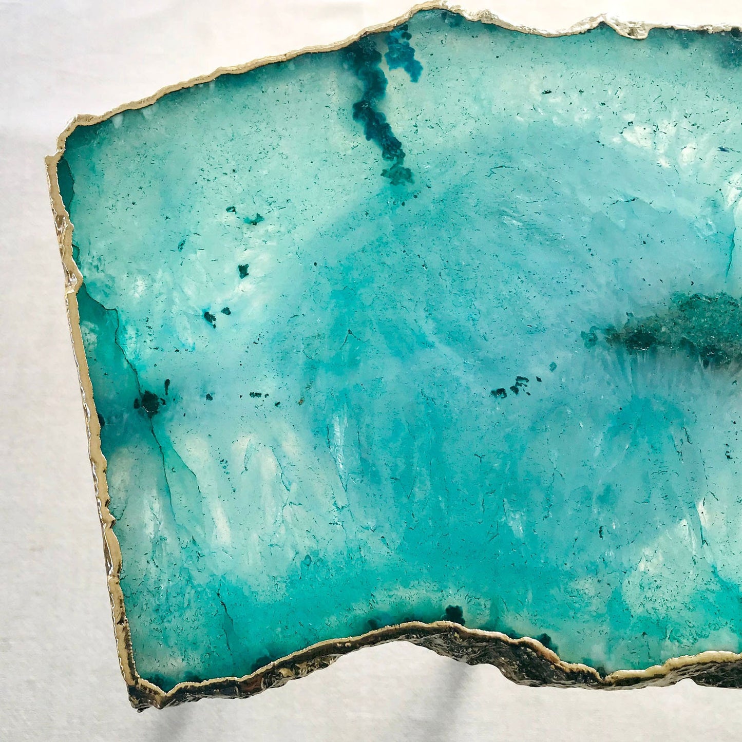 Small Aqua Agate/Single Piece/Crystal/Gemstone/Quartz Organic Edge Side/Drink/Table