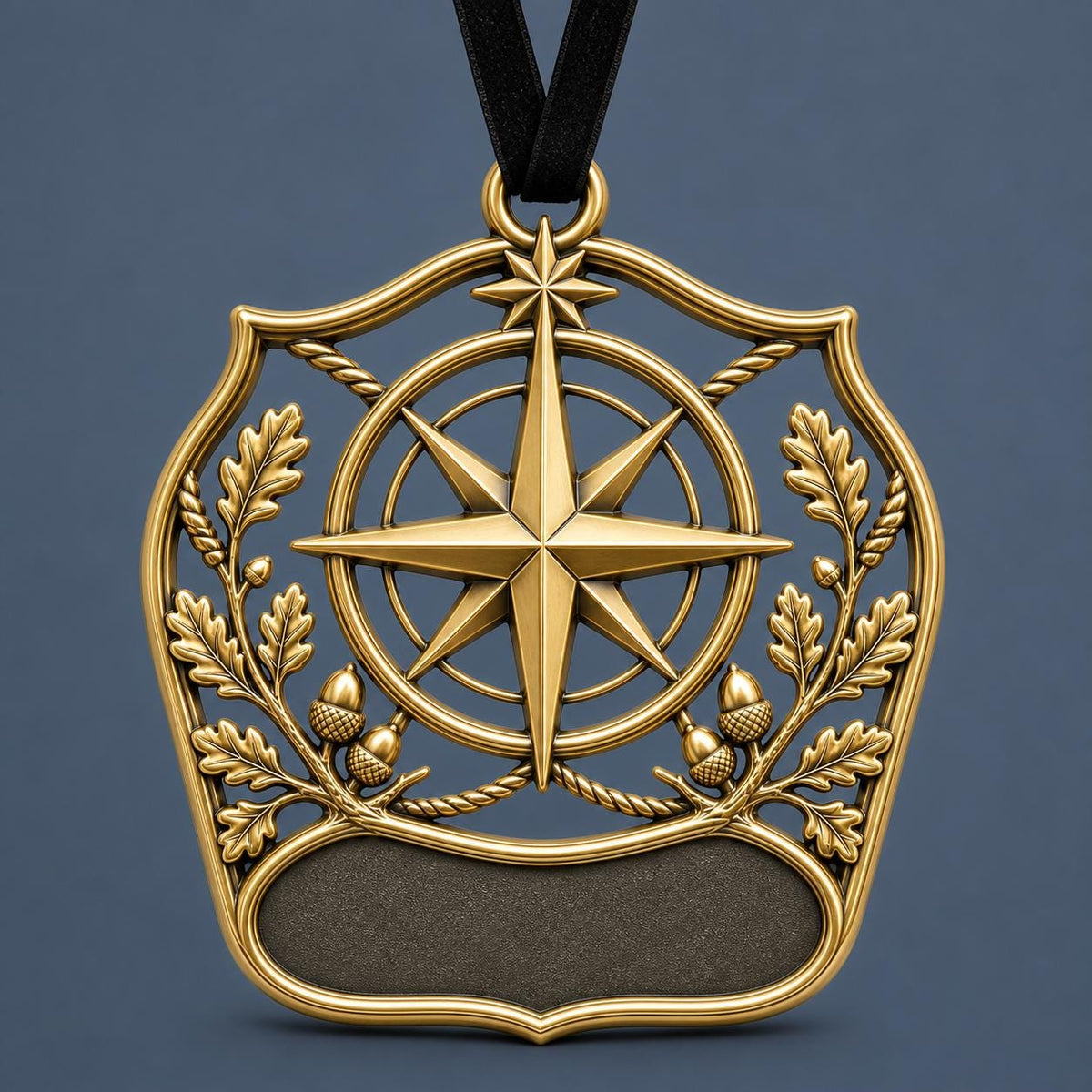 Large Personalized Compass Ornament | Antique Brass Christmas Hanging