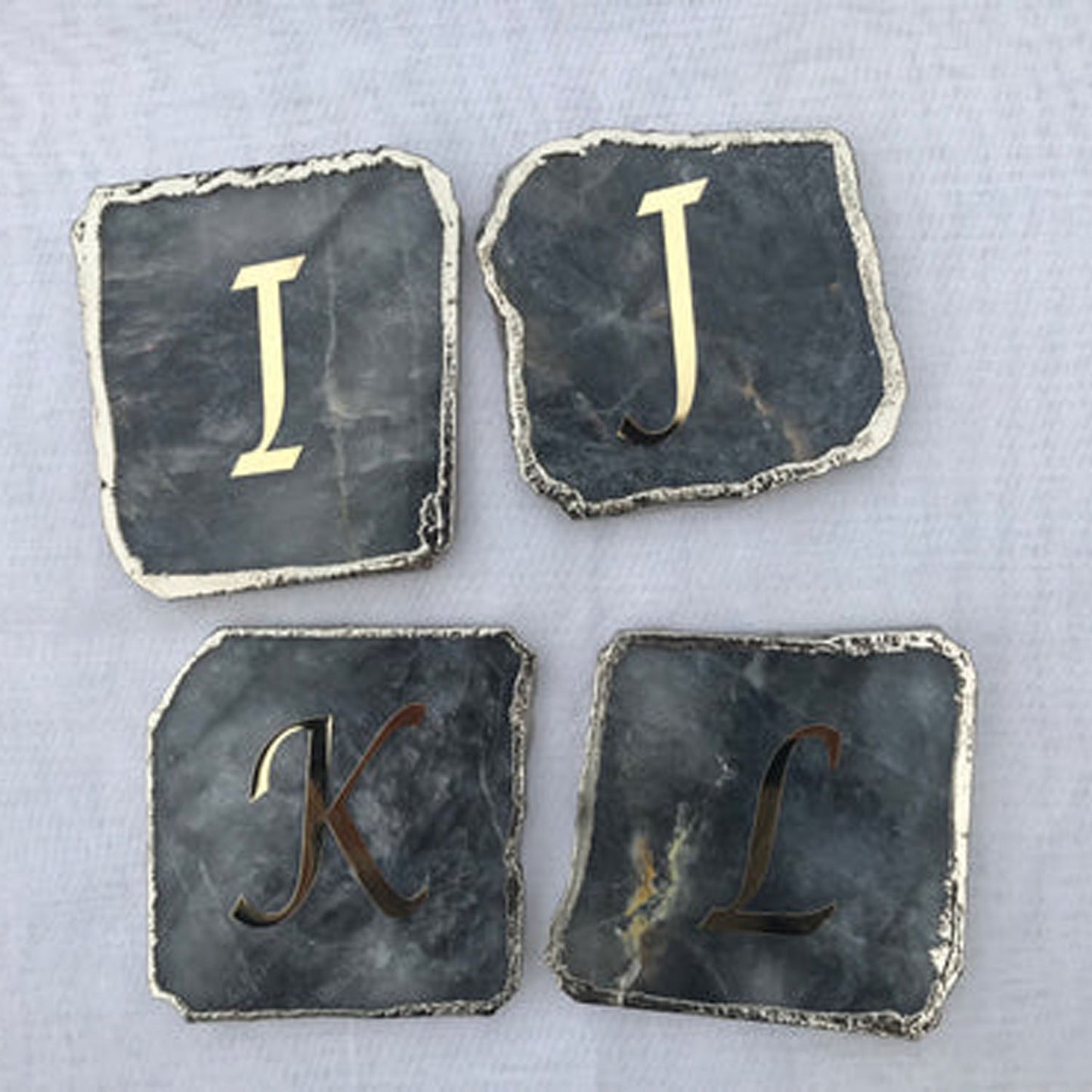 Grey Agate Quartz - Set of 4 Large Coasters/Personalised Momentos