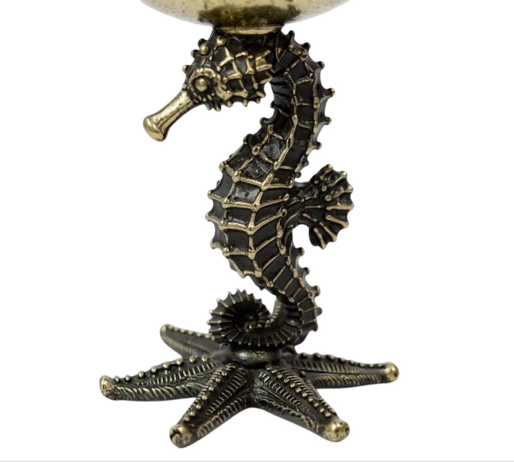 Set of 4 - Seahorse Wine Glasses | Decorative Drinkware | Statement Barware | Antique or Gold Finish