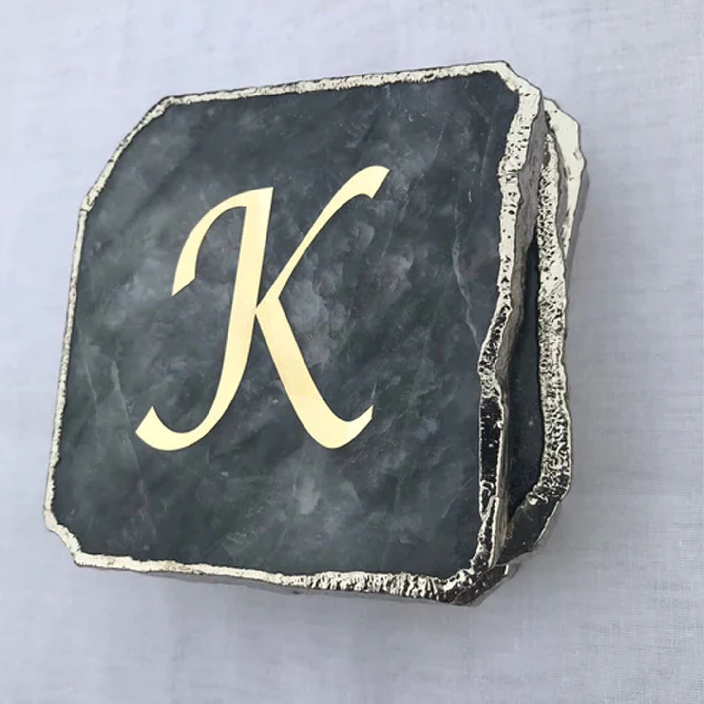 Grey Agate Quartz - Set of 4 Large Coasters/Personalised Momentos