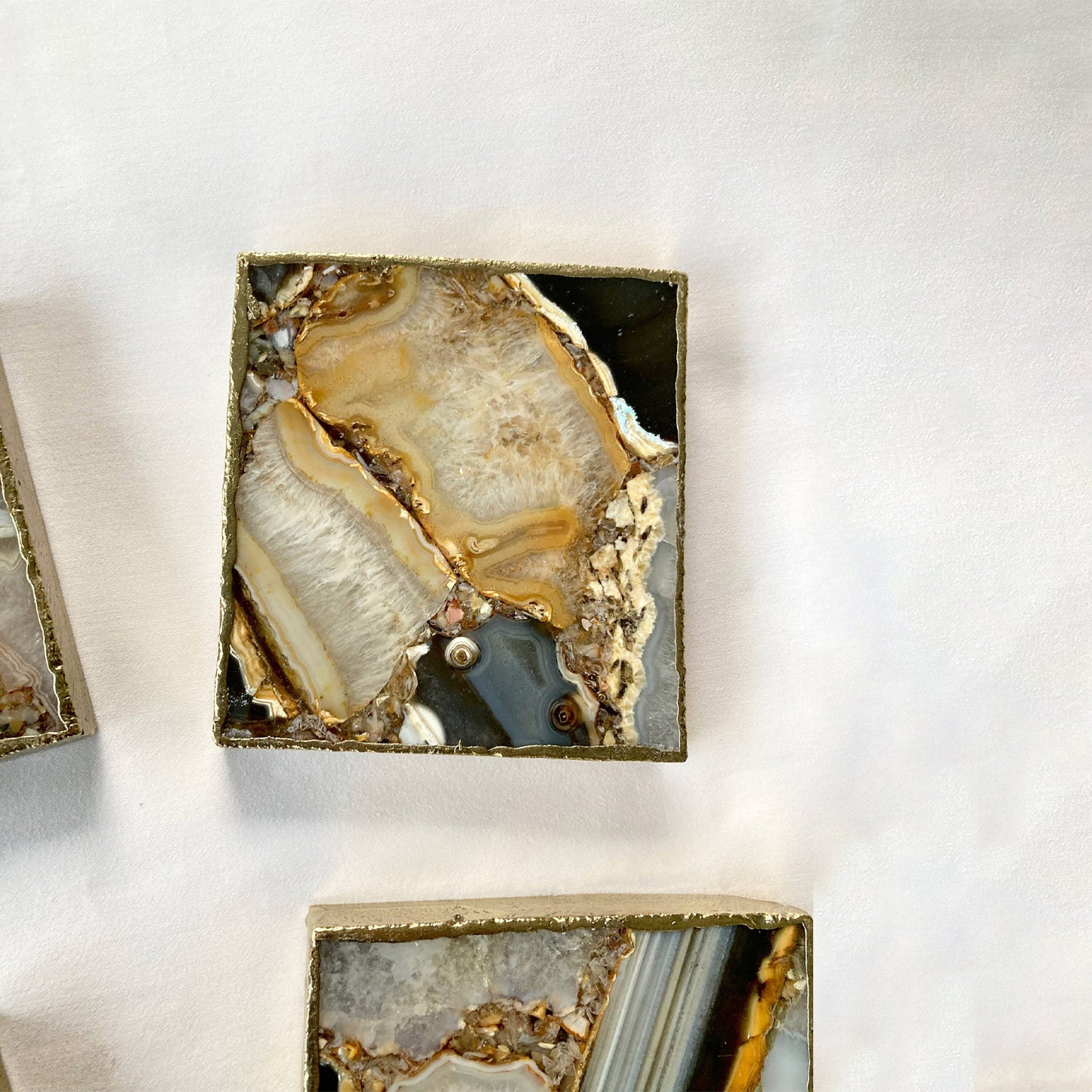 Brown-White Composite Agate - Set of 4 Large Square Coasters | Personalised Momentos
