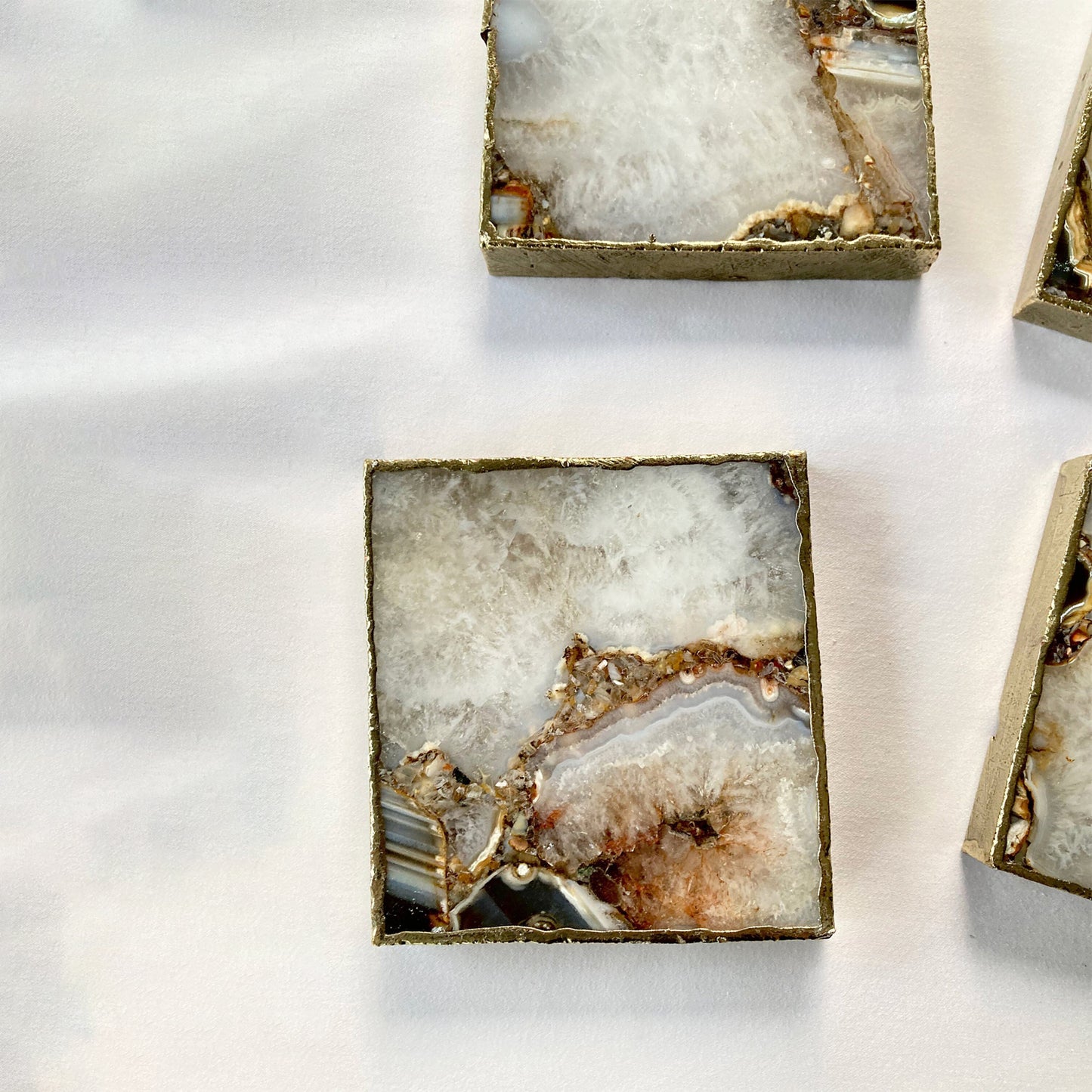 Brown-White Composite Agate - Set of 4 Large Square Coasters | Personalised Momentos