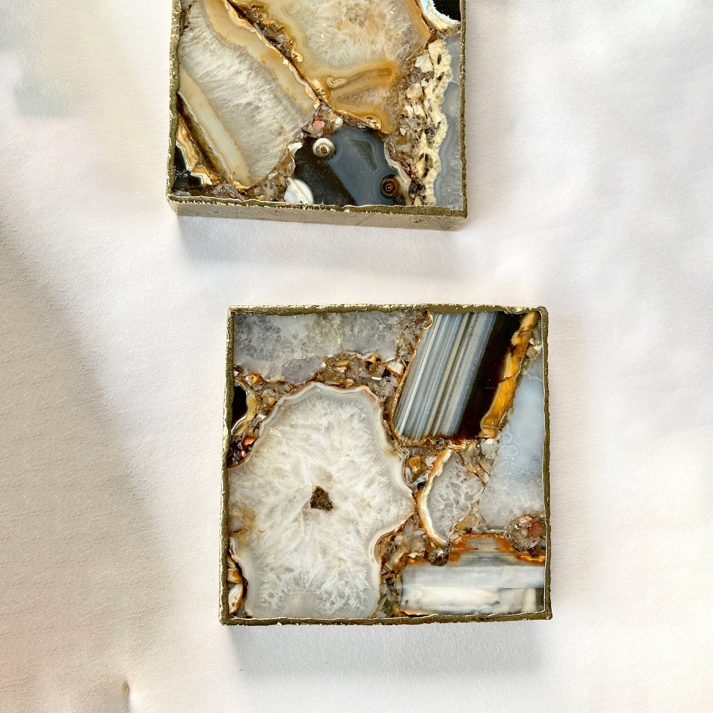 Brown-White Composite Agate - Set of 4 Large Square Coasters | Personalised Momentos