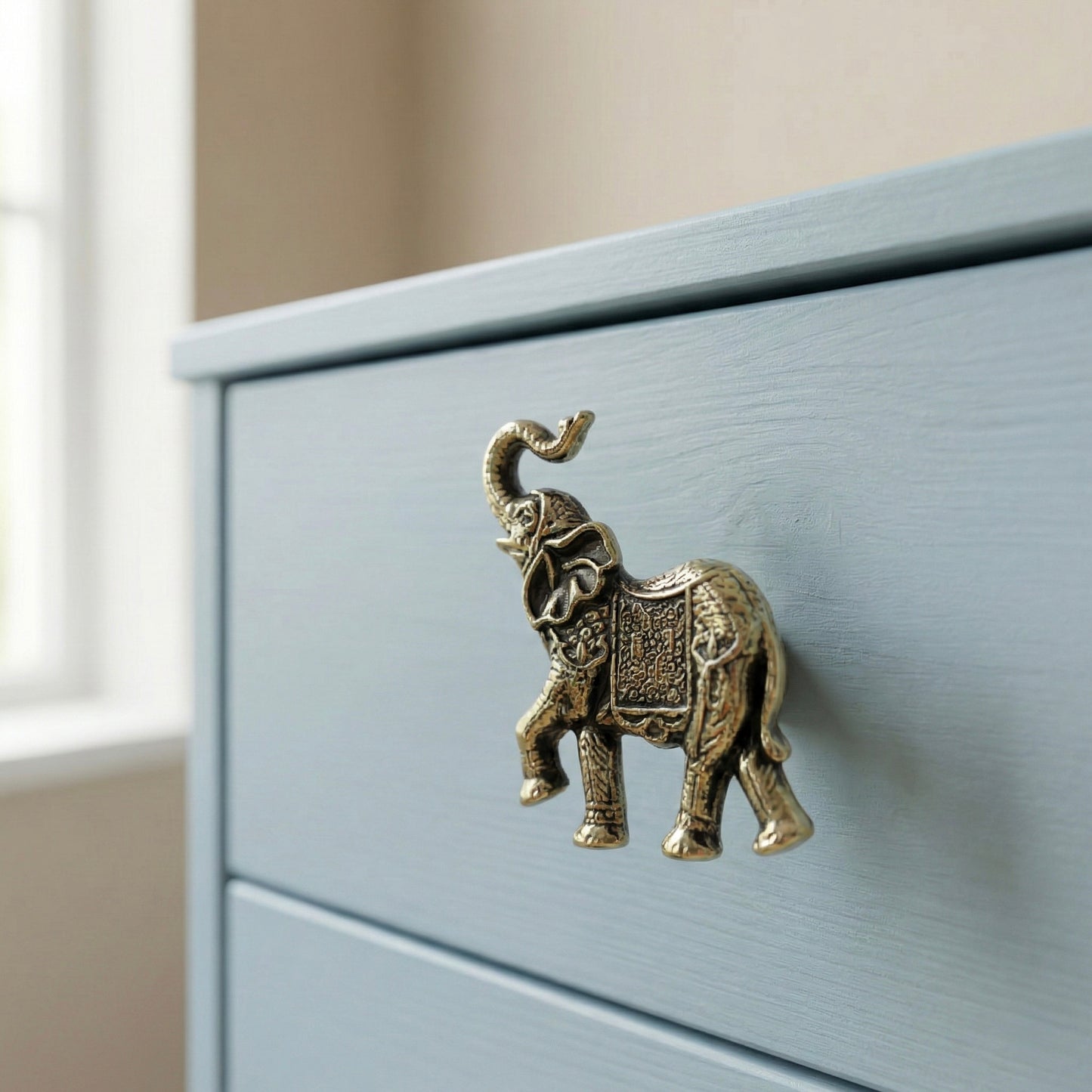 Antique Brass Elephant Drawer Knobs