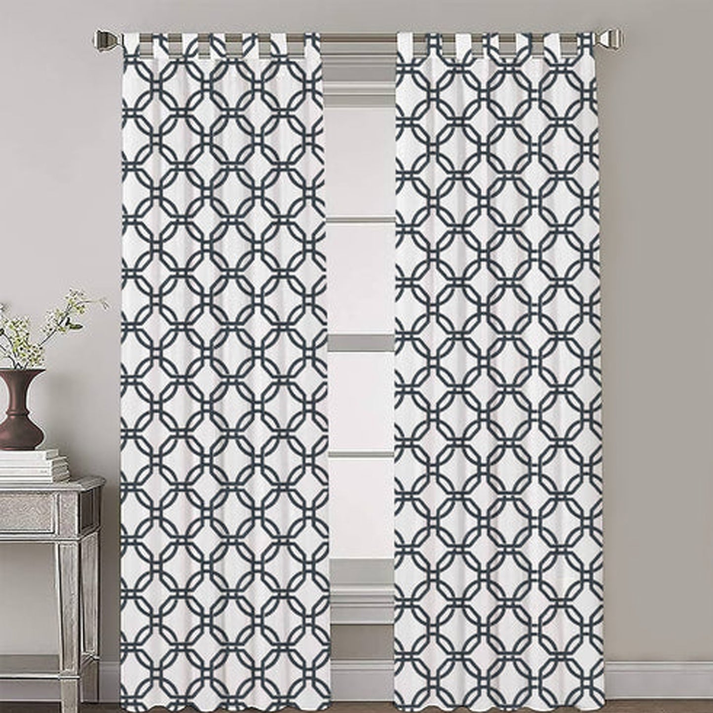 Eloise - Set of 2 Panels Crewel Embroidered Curtains | Linen Cotton Mix | Fully Embroidered | Lined