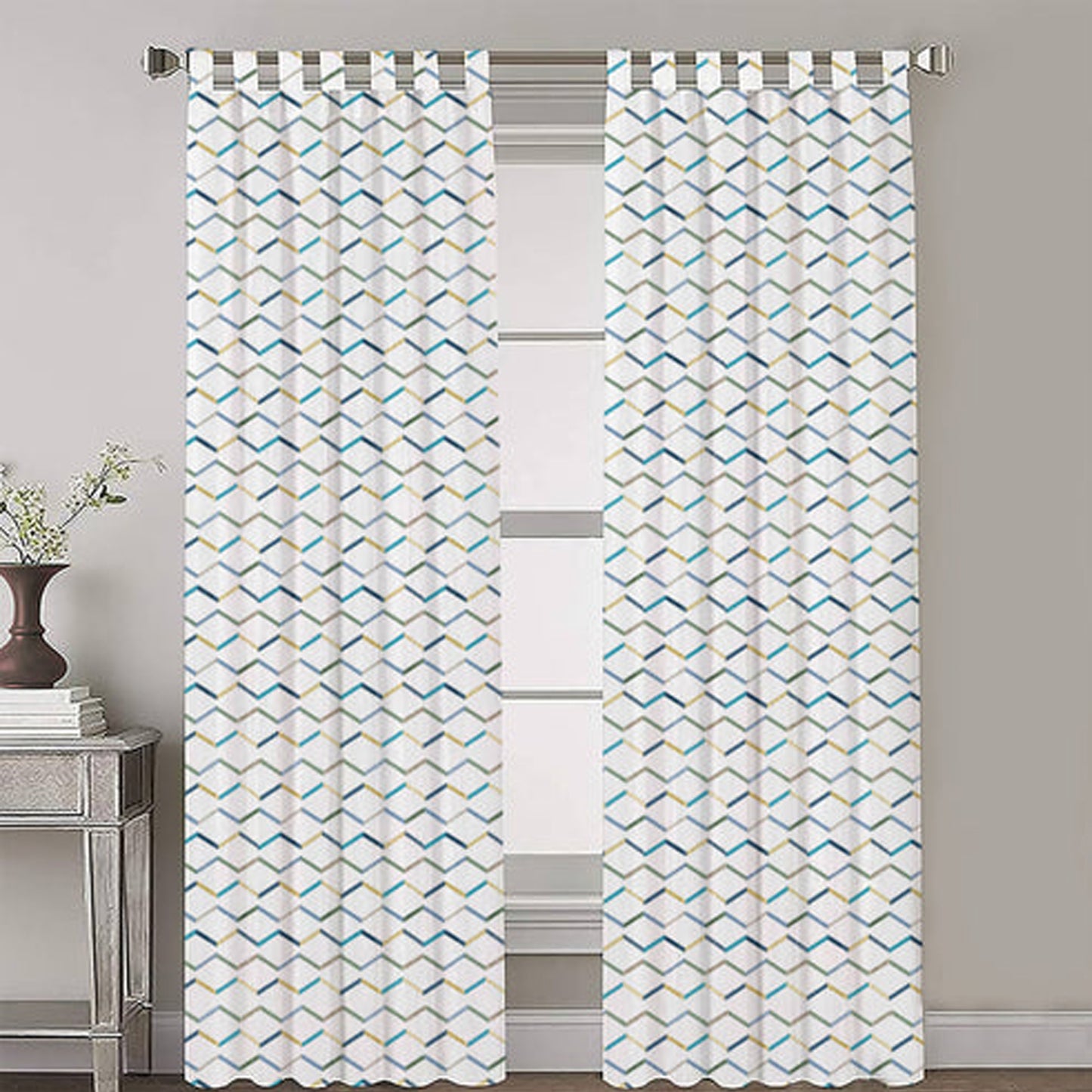 Evania - Set of 2 Panels Crewel Embroidered Curtains | Linen Cotton Mix | Fully Embroidered | Lined