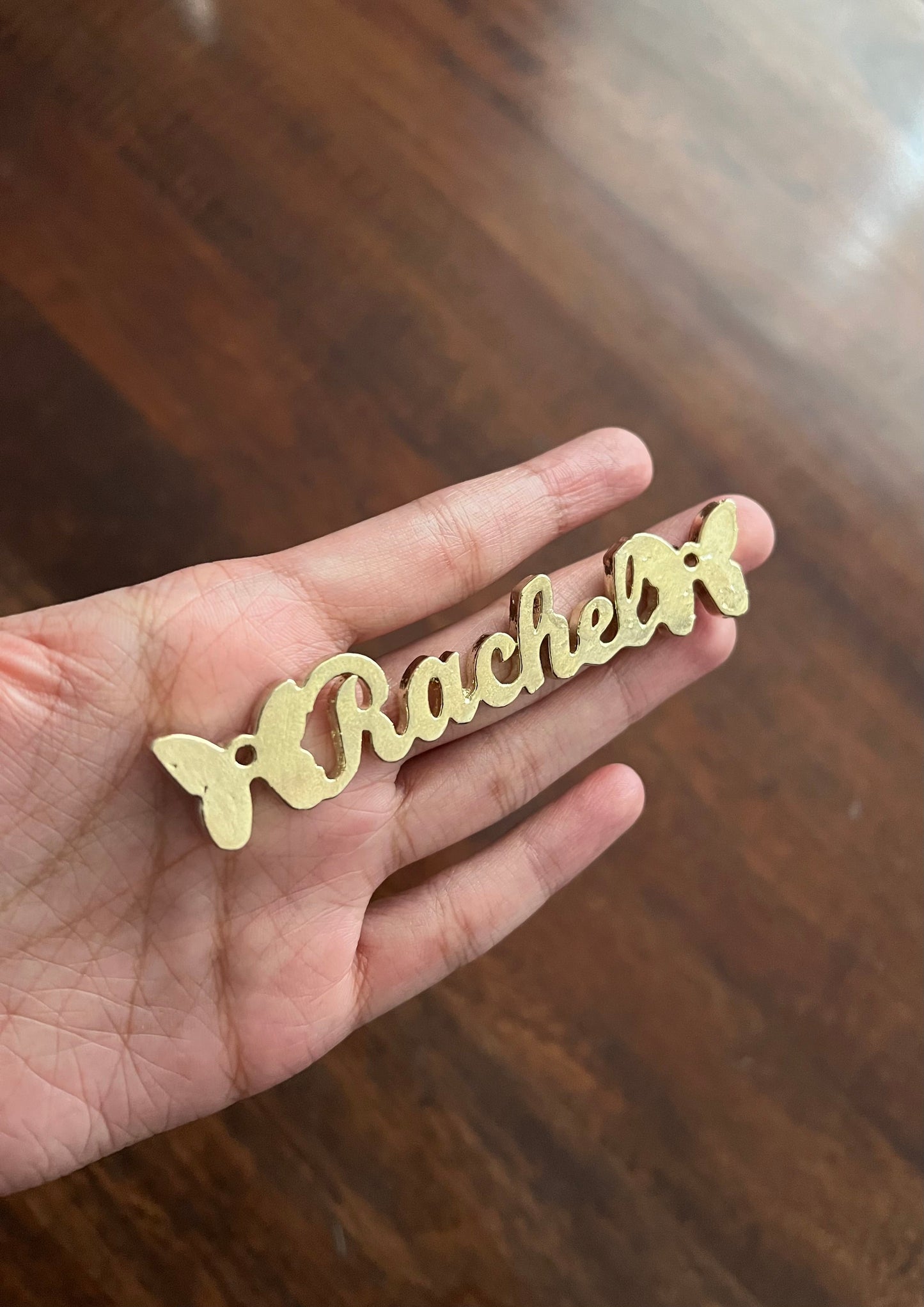 Custom name christmas ornament | gold butterfly stocking tag Personalized decor | set of 2 or 4