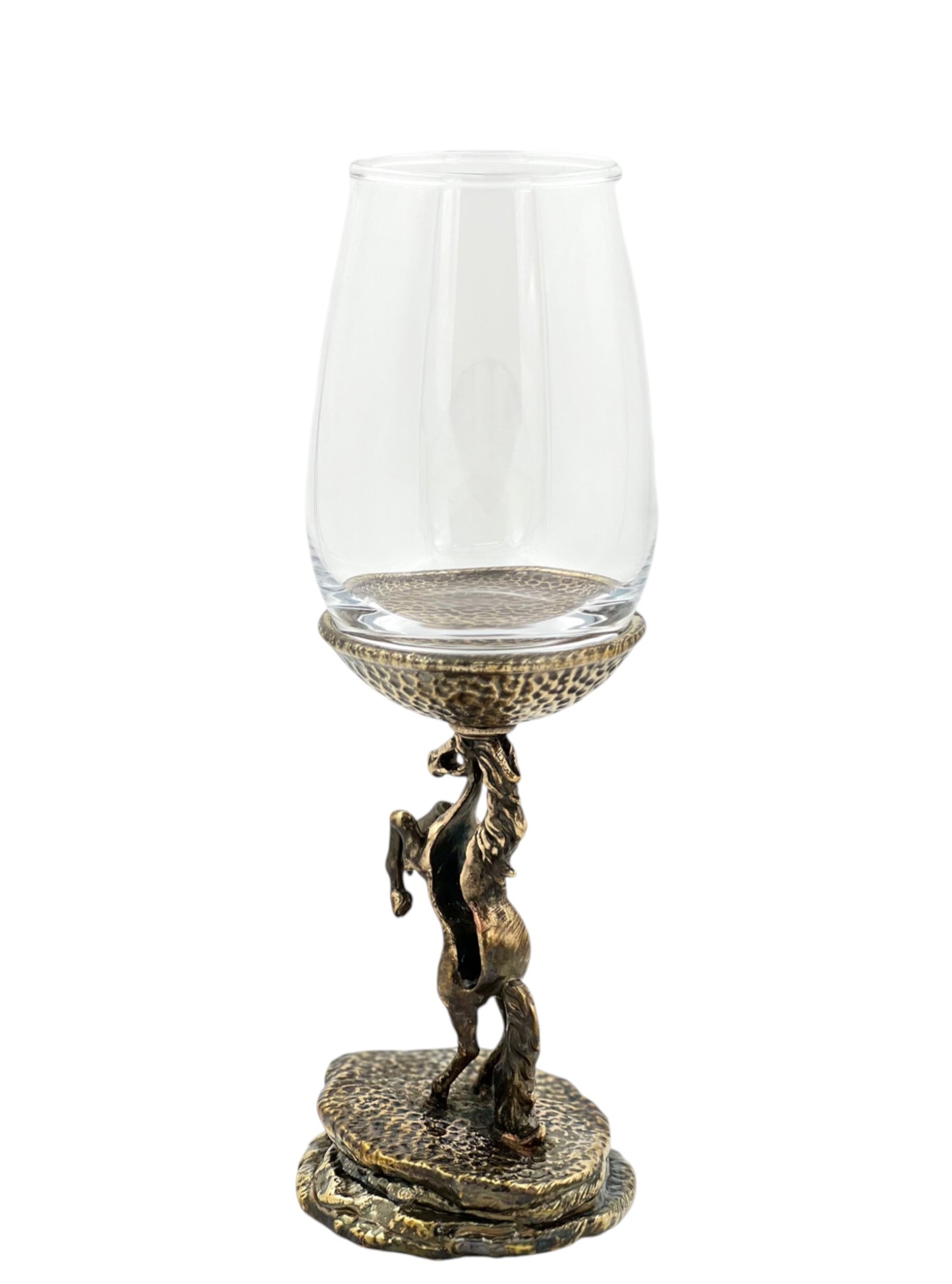 Set of 4 - Stallion Wine Glasses | Decorative Drinkware | Statement Barware | Antique, Gold or Silver Finish