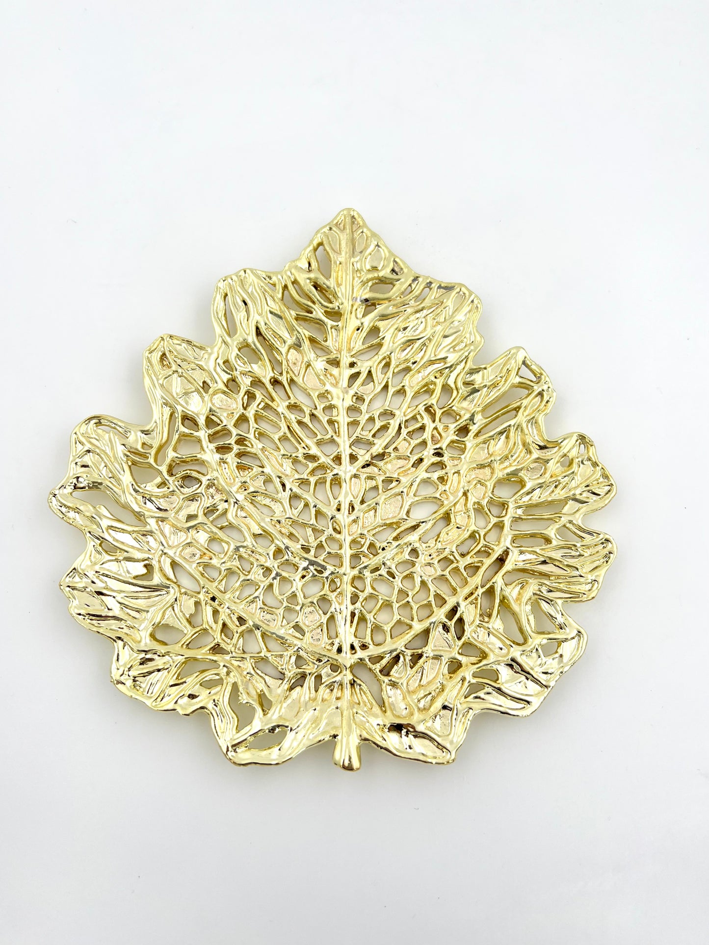 Skeletal Leaf Tray - Decorative Metal Tray | Small Platter | Centrepiece | Home Accent | Gold, Silver or Antique Finish
