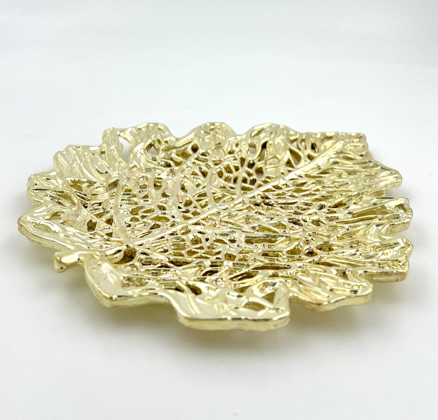 Skeletal Leaf Tray - Decorative Metal Tray | Small Platter | Centrepiece | Home Accent | Gold, Silver or Antique Finish