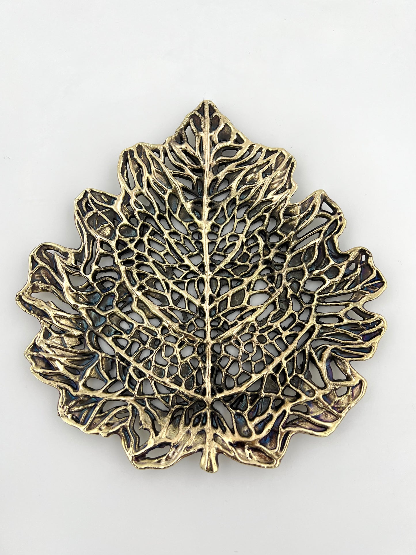 Skeletal Leaf Tray - Decorative Metal Tray | Small Platter | Centrepiece | Home Accent | Gold, Silver or Antique Finish