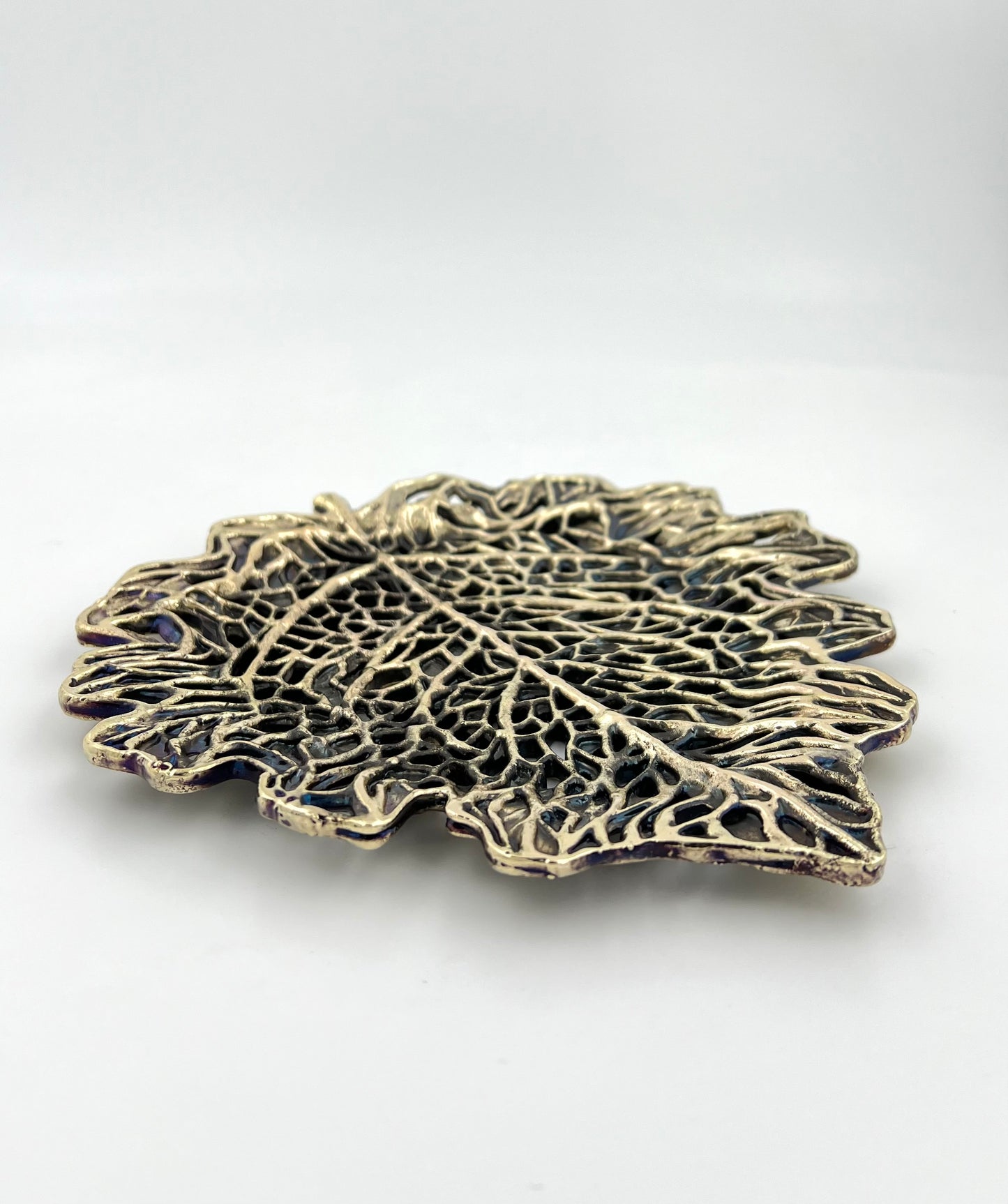 Skeletal Leaf Tray - Decorative Metal Tray | Small Platter | Centrepiece | Home Accent | Gold, Silver or Antique Finish