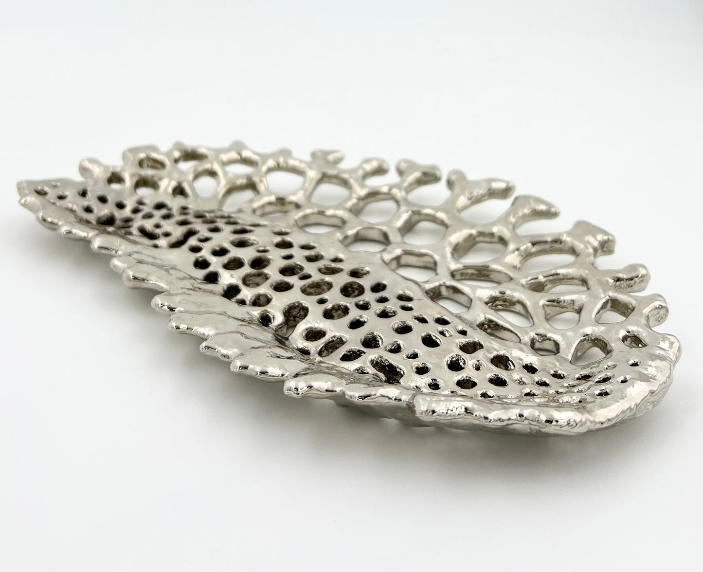 Fossil Inspired Decorative Tray – Electro-formed Sculptural Jewellery/Decor Dish | Gold or Silver Finish | Modern Coffee Table Accent
