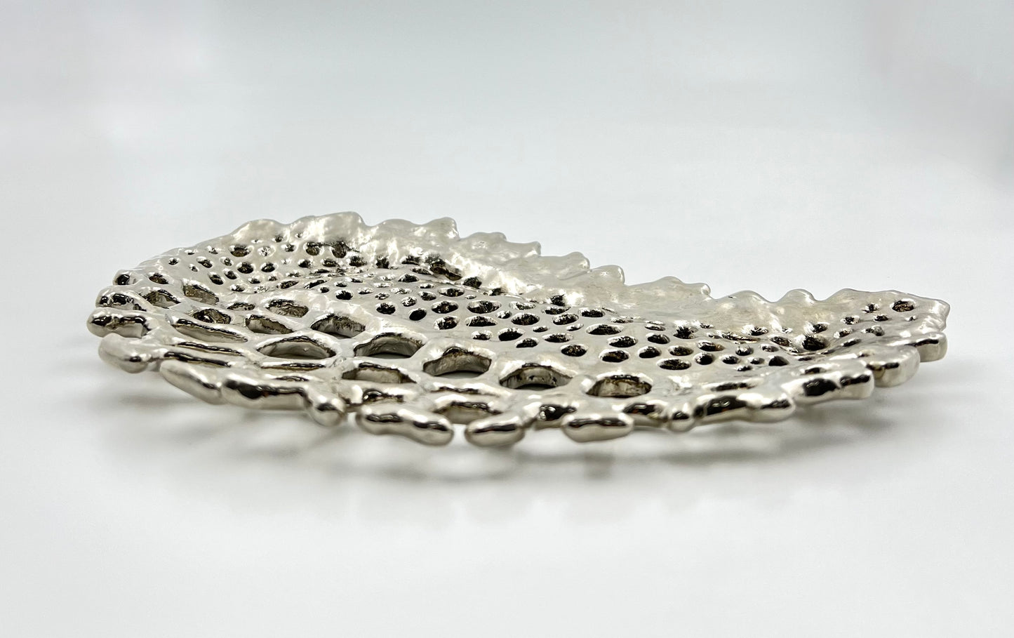 Fossil Inspired Decorative Tray – Electro-formed Sculptural Jewellery/Decor Dish | Gold or Silver Finish | Modern Coffee Table Accent