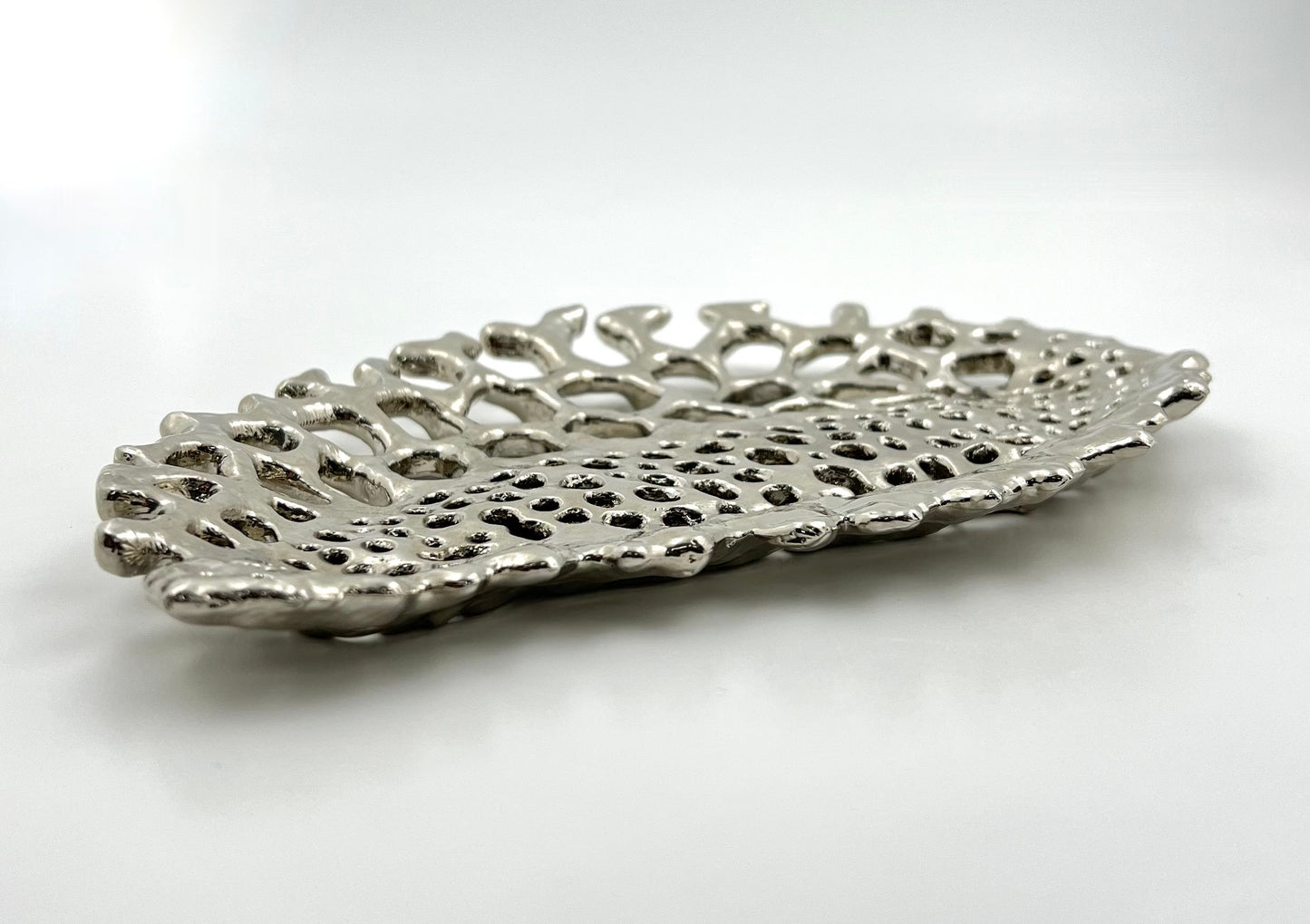 Fossil Inspired Decorative Tray – Electro-formed Sculptural Jewellery/Decor Dish | Gold or Silver Finish | Modern Coffee Table Accent