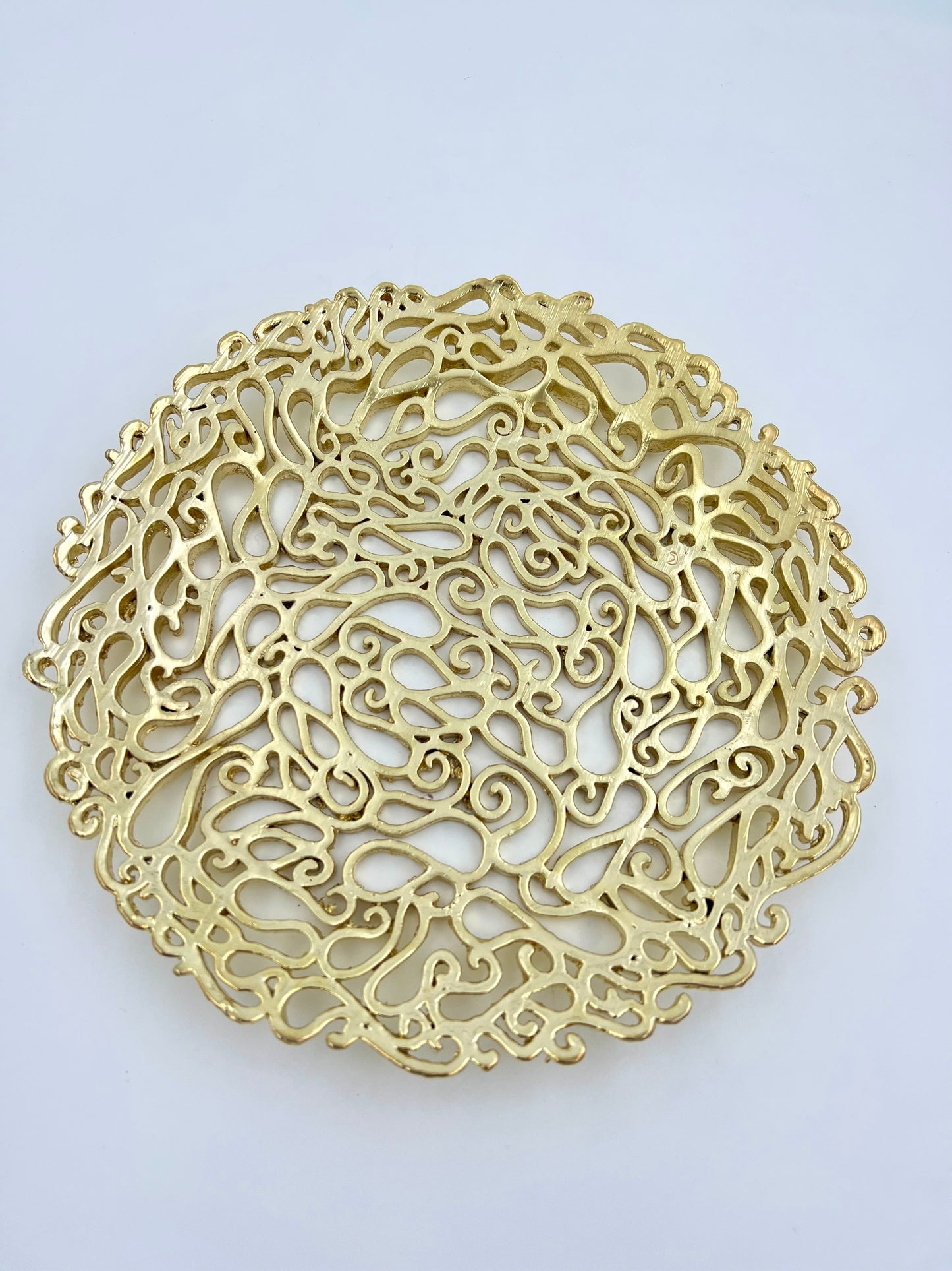 Lace Inspired Decorative Tray – Electro-formed Filigree Decor Dish, Fossil Style Art Platter in Gold or Silver Finish