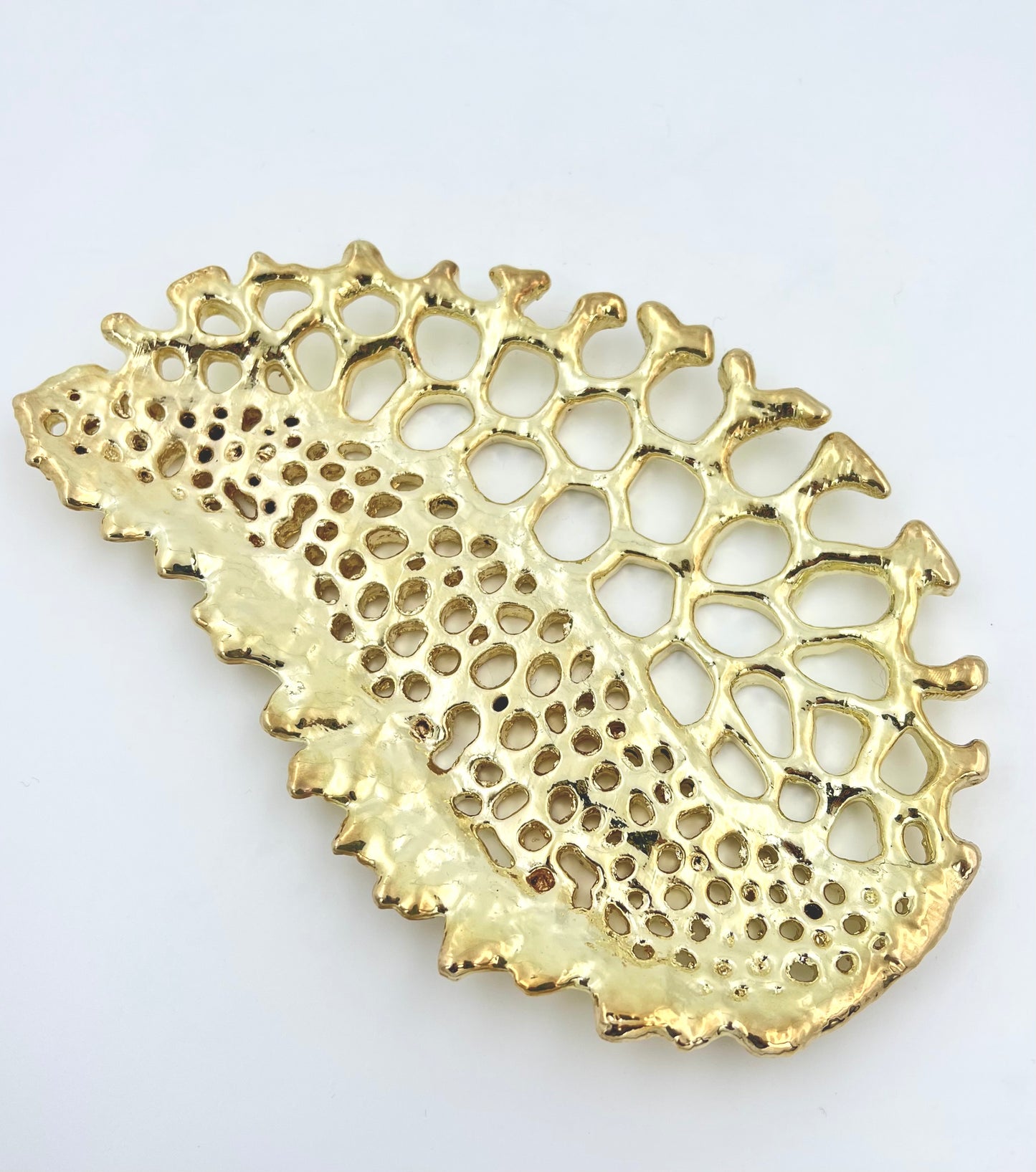 Fossil Inspired Decorative Tray – Electro-formed Sculptural Jewellery/Decor Dish | Gold or Silver Finish | Modern Coffee Table Accent