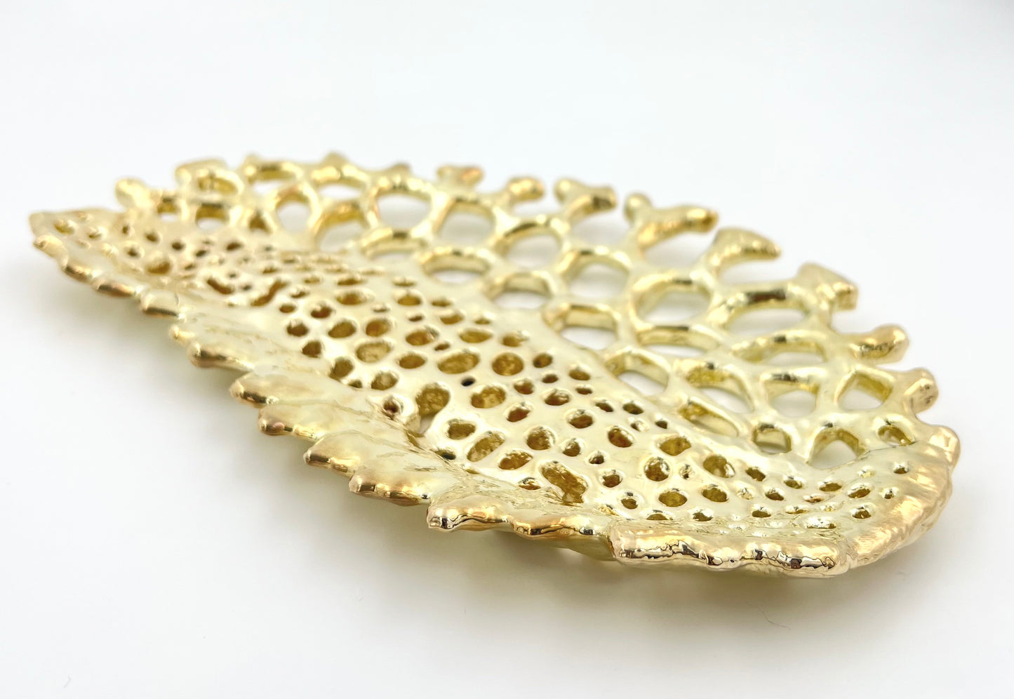 Fossil Inspired Decorative Tray – Electro-formed Sculptural Jewellery/Decor Dish | Gold or Silver Finish | Modern Coffee Table Accent