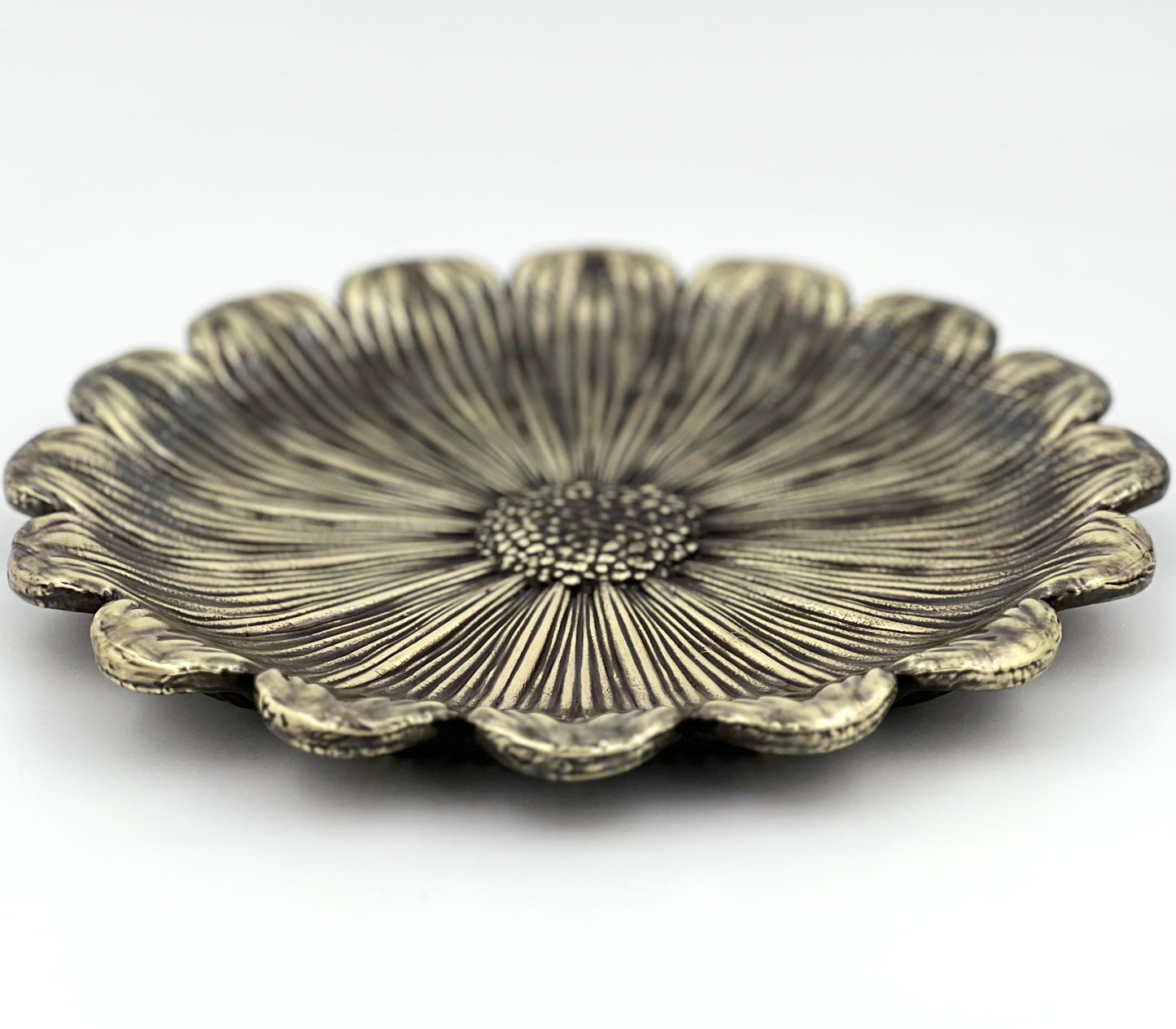 Sunflower Decorative Tray – Electro-formed Flower Jewellery Dish | Gold, Silver, Antique Finish | Flower Inspired Home Accent