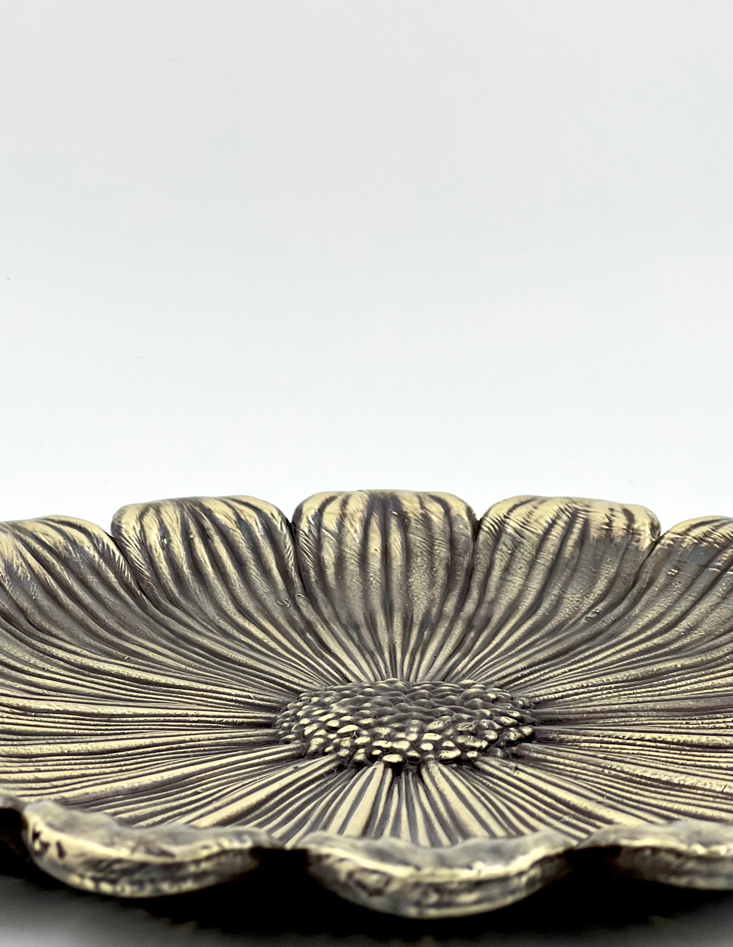 Sunflower Decorative Tray – Electro-formed Flower Jewellery Dish | Gold, Silver, Antique Finish | Flower Inspired Home Accent
