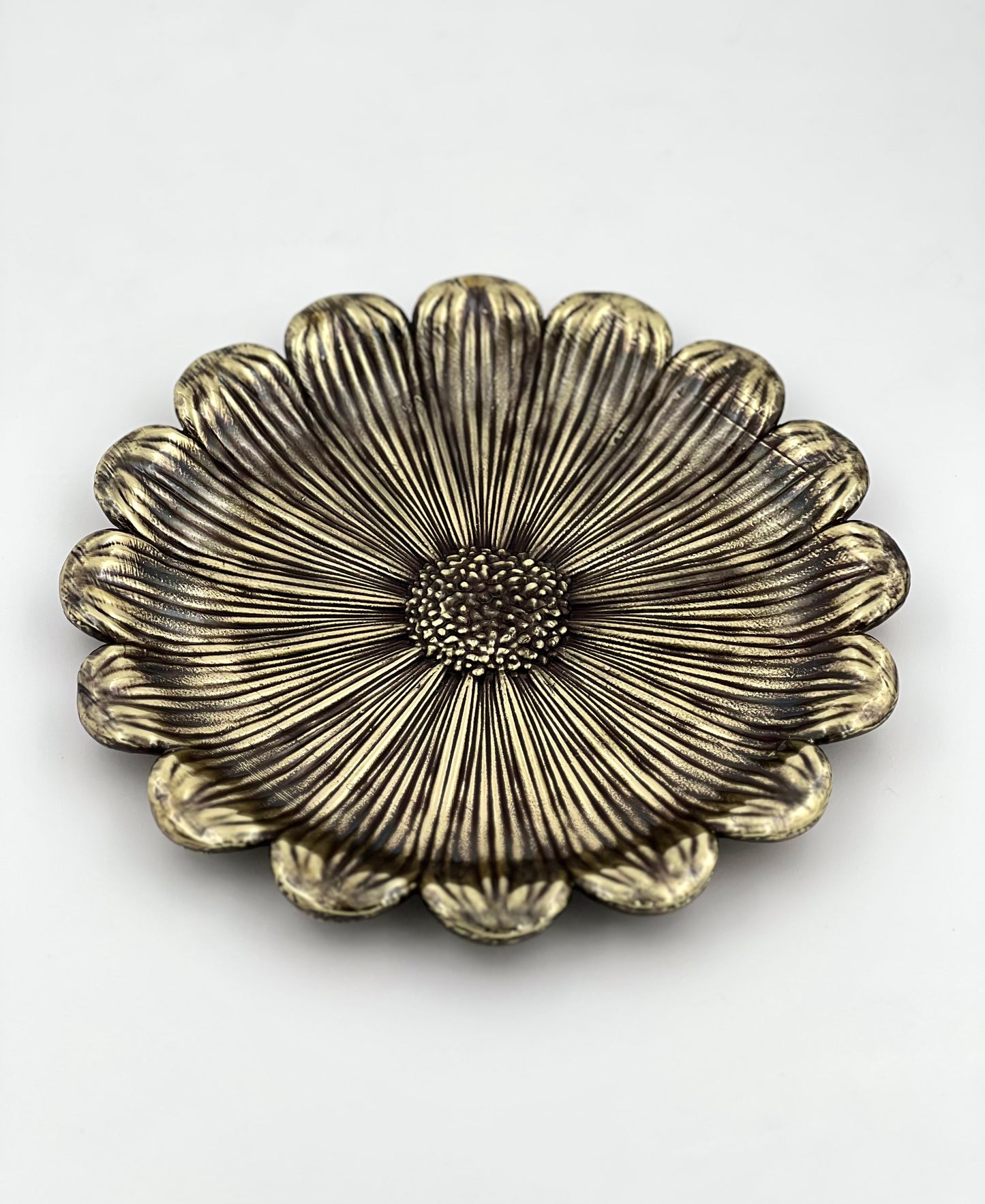 Sunflower Decorative Tray – Electro-formed Flower Jewellery Dish | Gold, Silver, Antique Finish | Flower Inspired Home Accent