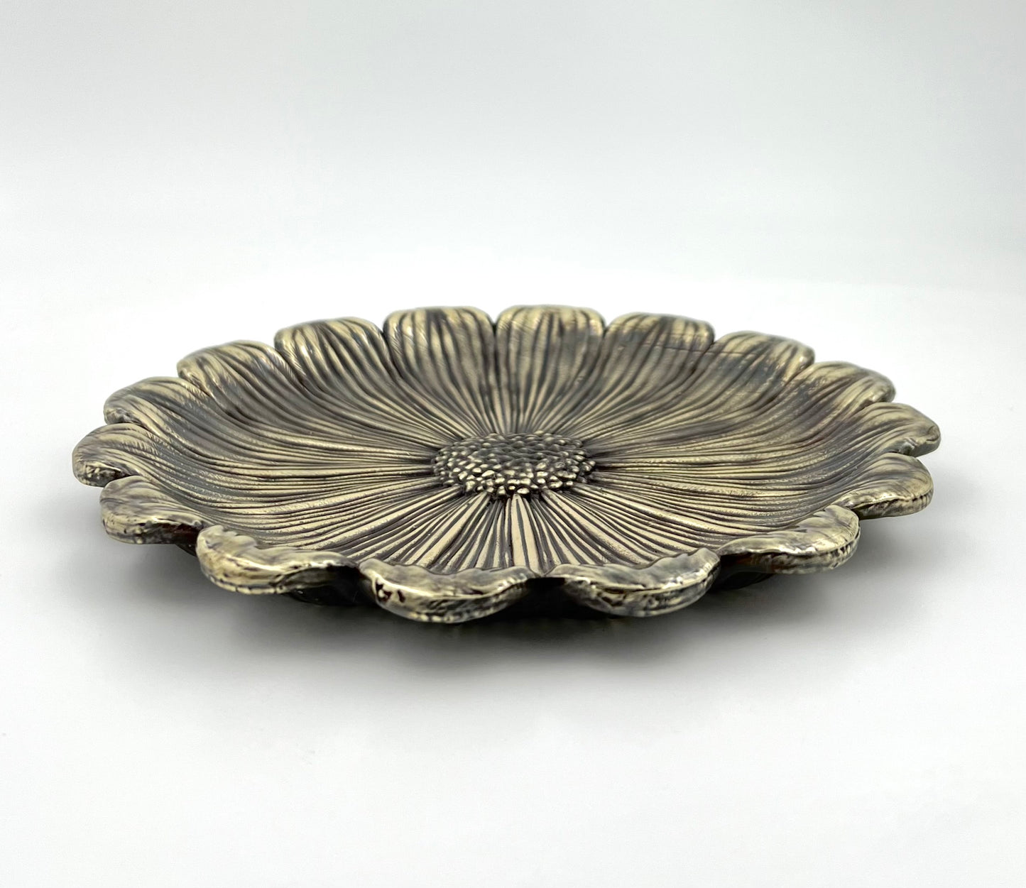 Sunflower Decorative Tray – Electro-formed Flower Jewellery Dish | Gold, Silver, Antique Finish | Flower Inspired Home Accent