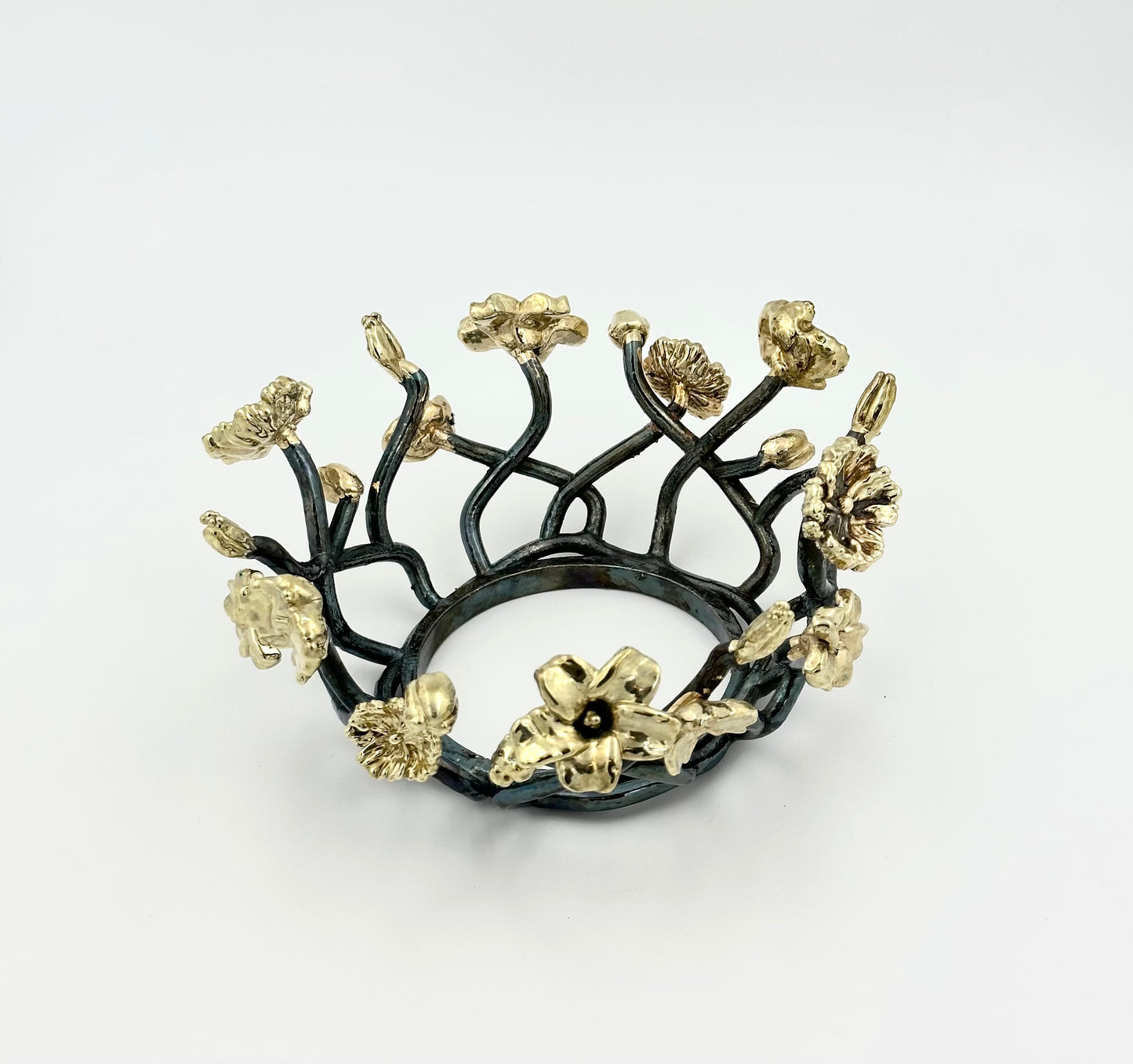 Bloom - Glass Bowl with Brass and Antique Floral Nest