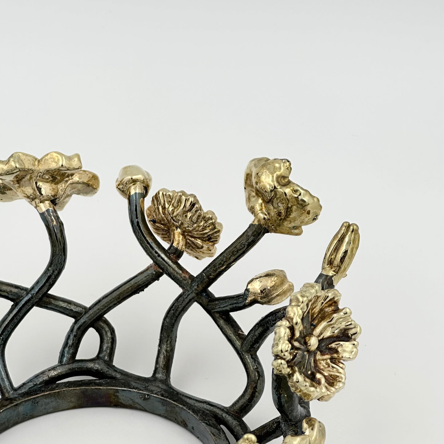 Bloom - Glass Bowl with Brass and Antique Floral Nest