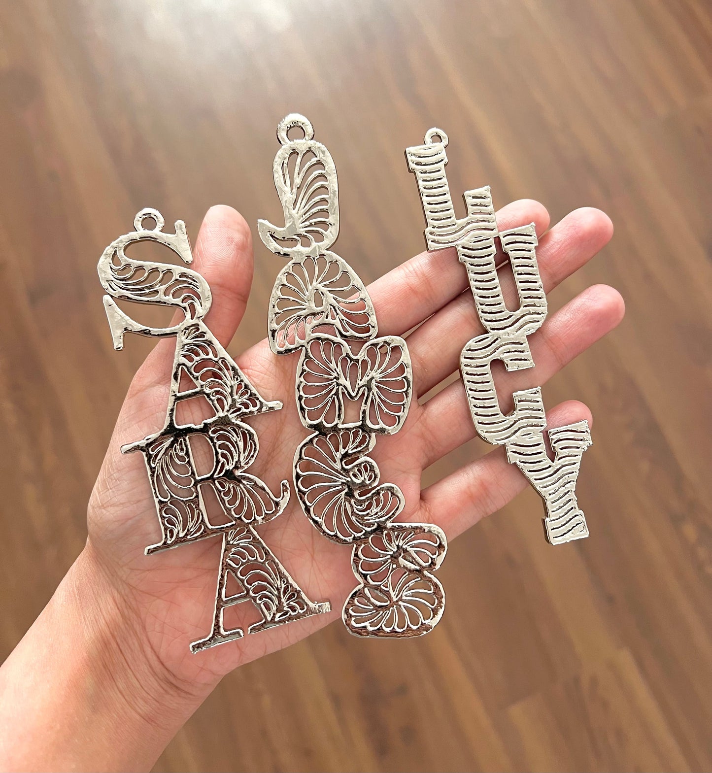 Custom Antique Brass Christmas Ornament | Personalized Name Tag Décor | Set of 2 or 4