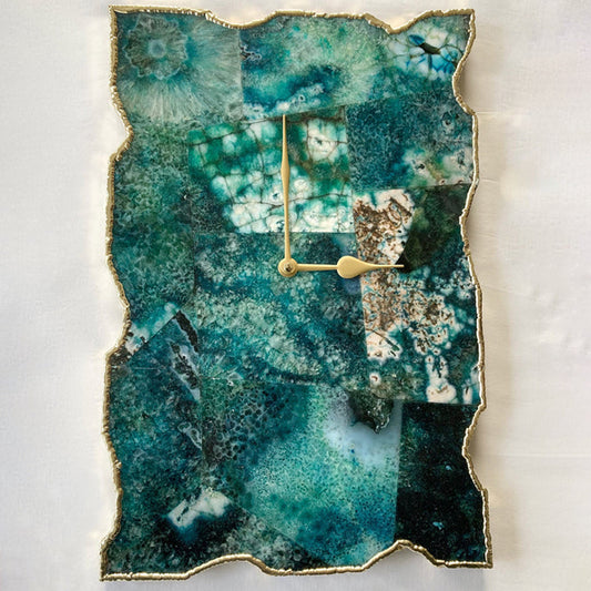 Large Composite Green Agate Wall Clock/Personalised Momento/10"x15"