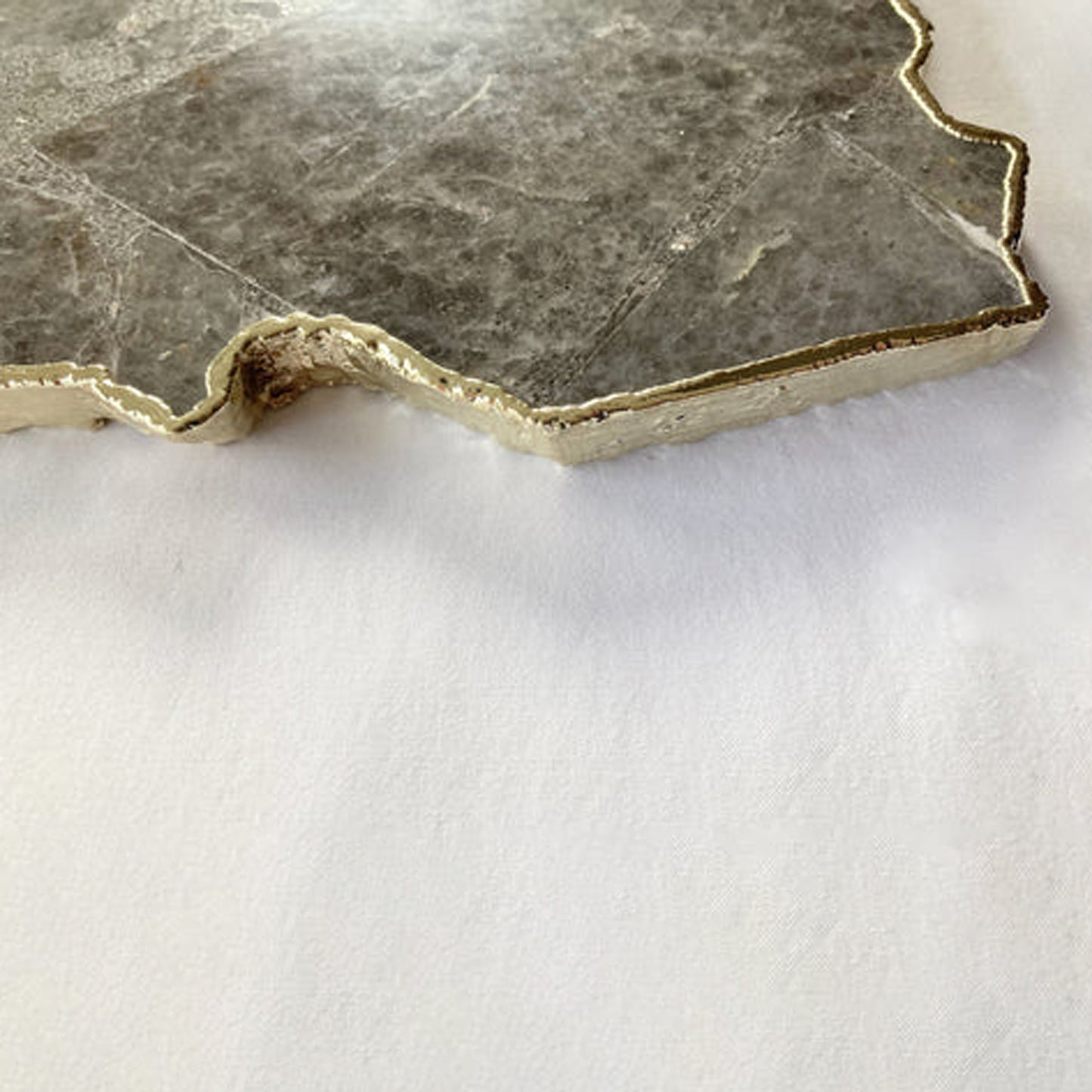 Large Smoky Grey Agate Serving Tray With Brass Handles/Personalised Momentos/Sign Boards 10"x15"