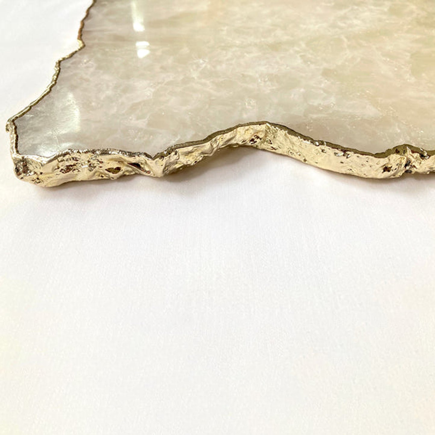 Large White Agate Serving Tray With Brass Handles/Personalised Momentos/Sign Boards 10"x15"