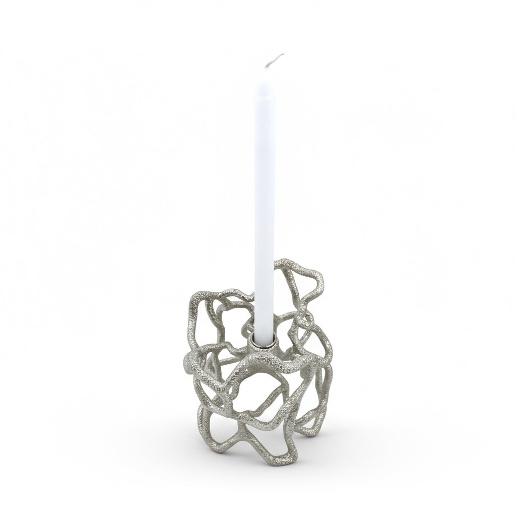 Organic Abstract Candle Holder - Electro-formed Sculptural Taper Candle Stand | Gold, Silver or Antique Finish