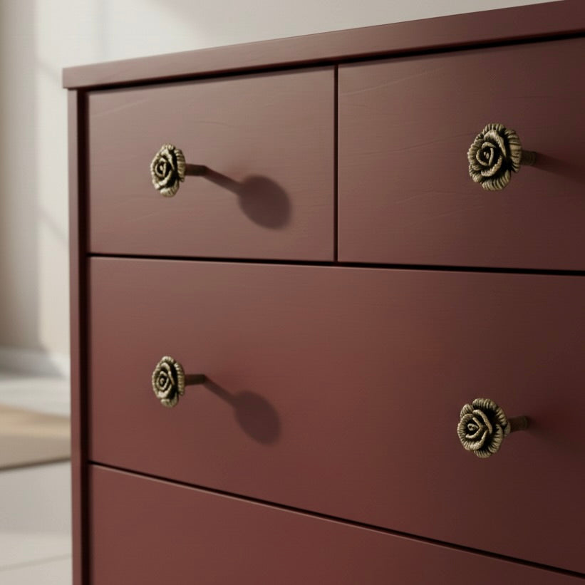 Antique Brass Rose Drawer Knobs