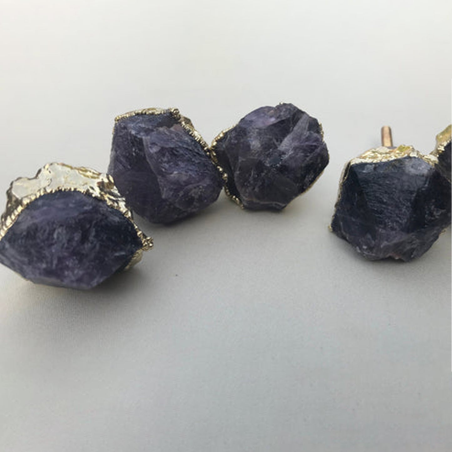 Set of 6 Amethyst Crystal Knobs Finish Cabinet Drawer Pull Wardrobe Dresser Interior Decorative Handle