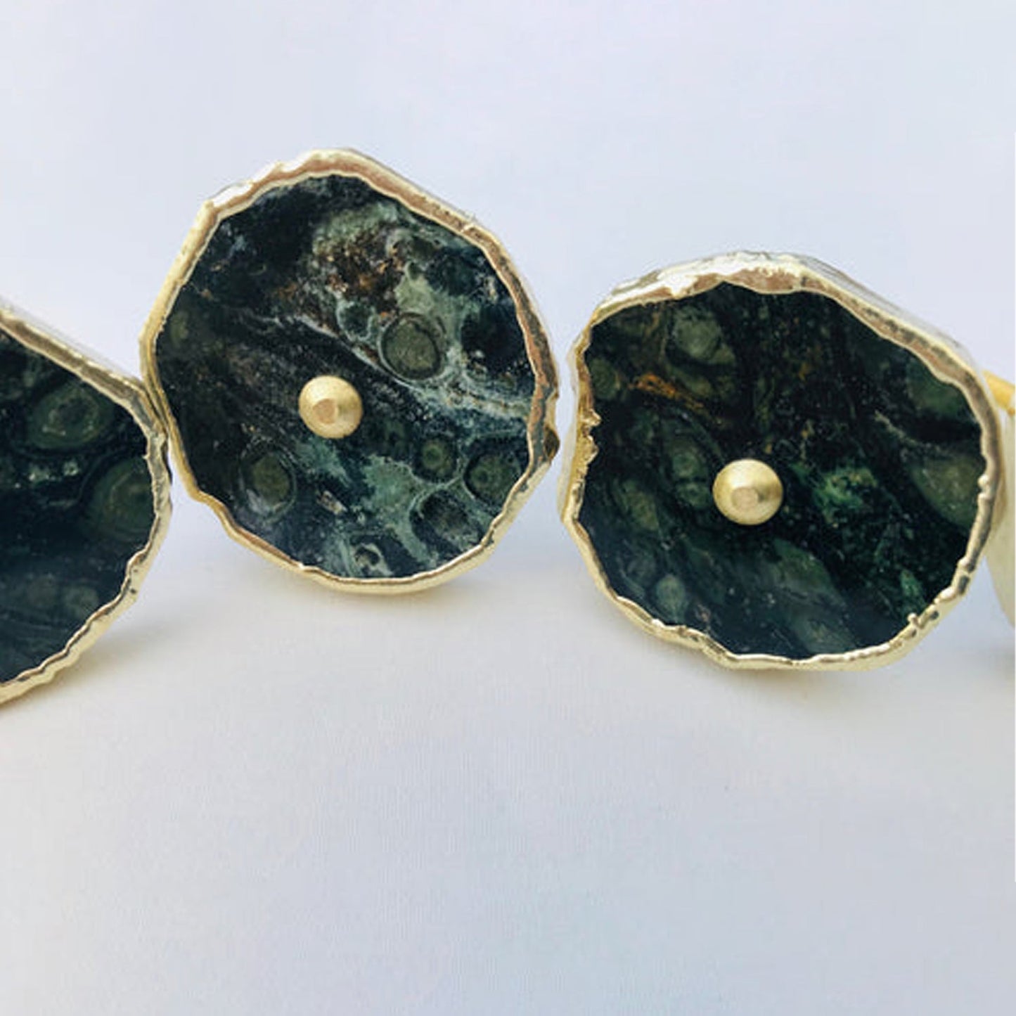 Set of 6 Kambaba Jasper Gemstone/Agate Classic Vintage Finish Cabinet Drawer Pull Wardrobe Dresser Interior Decorative Handle