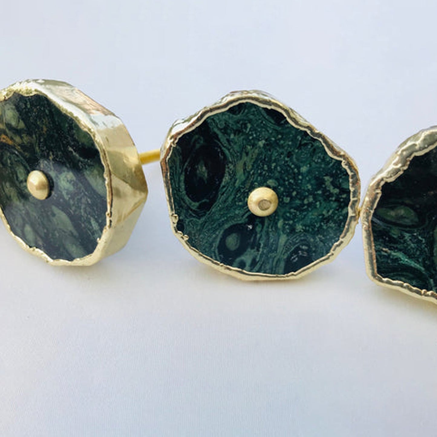 Set of 6 Kambaba Jasper Gemstone/Agate Classic Vintage Finish Cabinet Drawer Pull Wardrobe Dresser Interior Decorative Handle