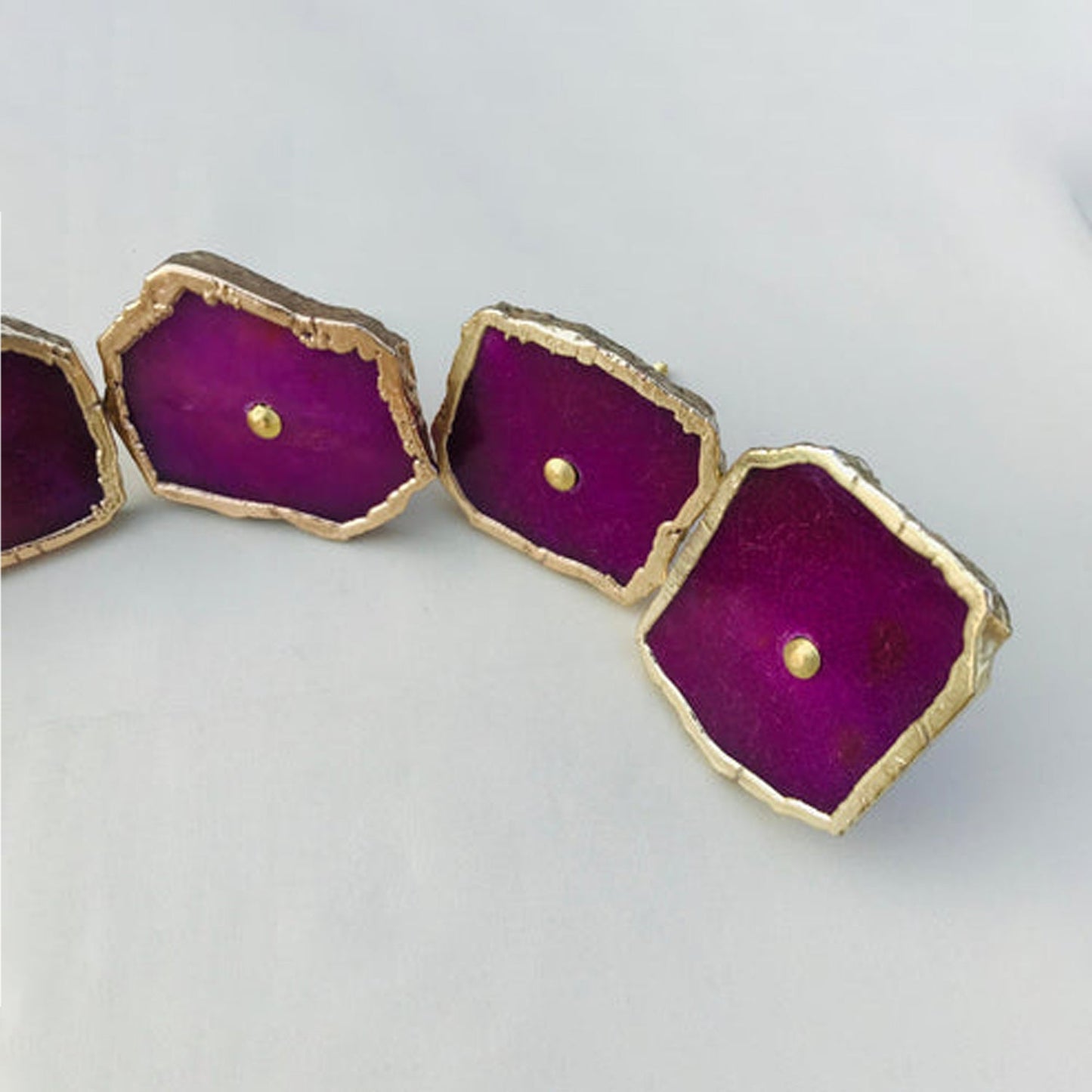 Set of 6 Magenta Agate Classic Vintage Finish Cabinet Drawer Pull Wardrobe Dresser Interior Decorative Handle
