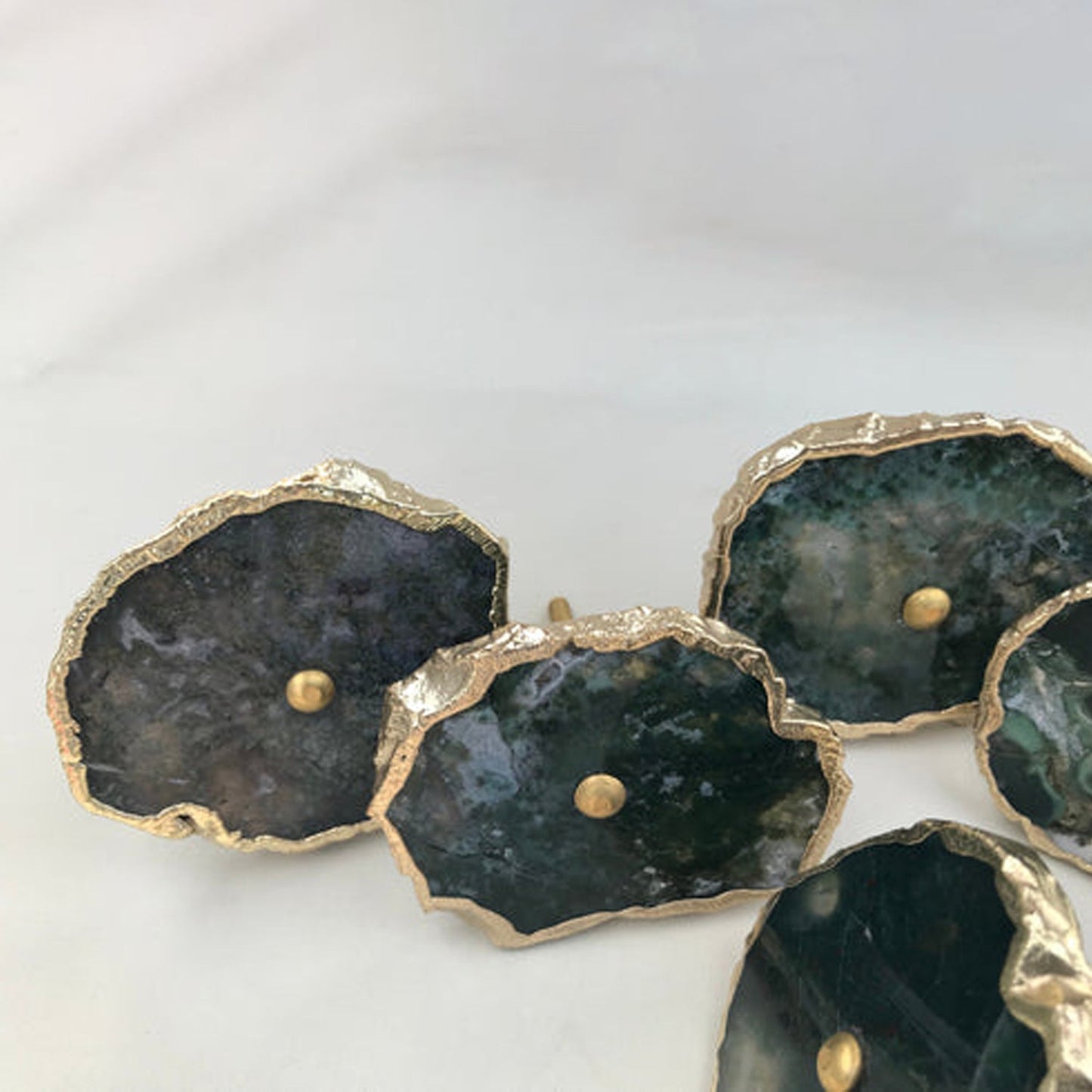 Set of 6 Moss Green Agate Classic Vintage Finish Cabinet Drawer Pull Wardrobe Dresser Interior Decorative Handle