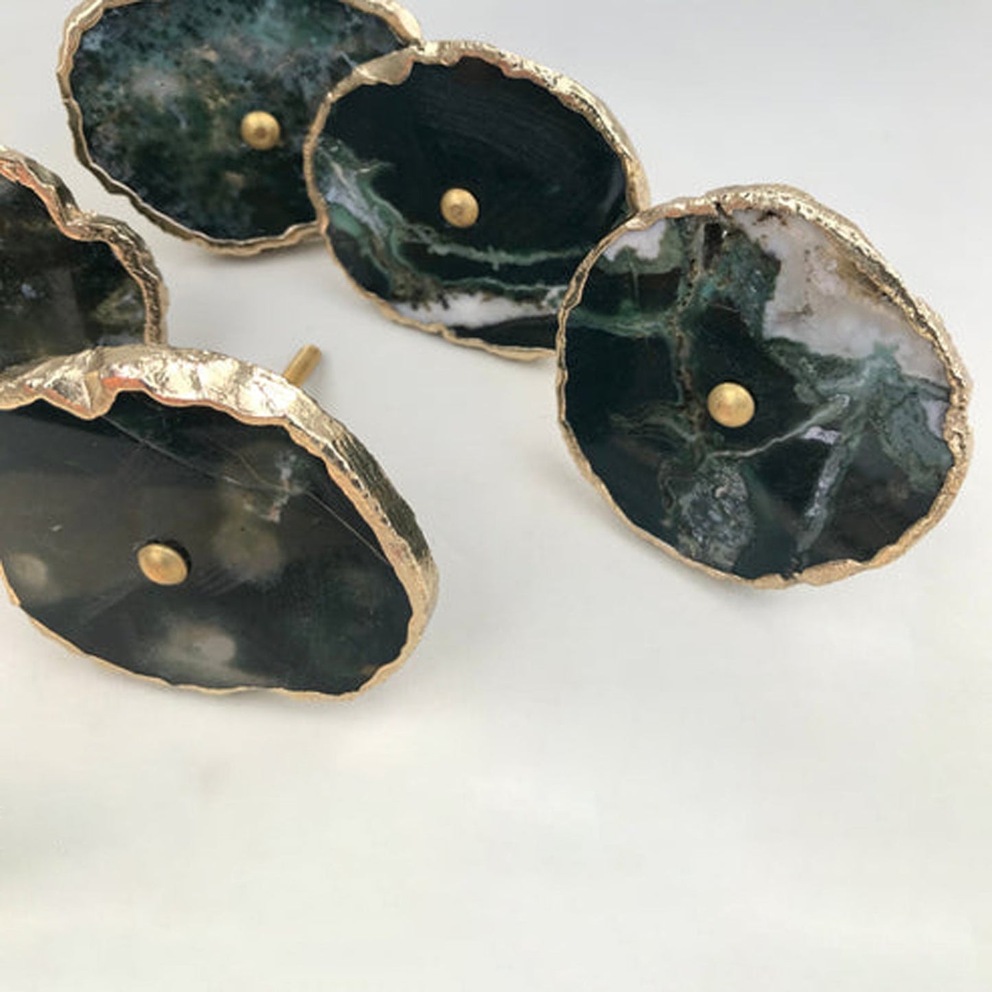 Set of 6 Moss Green Agate Classic Vintage Finish Cabinet Drawer Pull Wardrobe Dresser Interior Decorative Handle